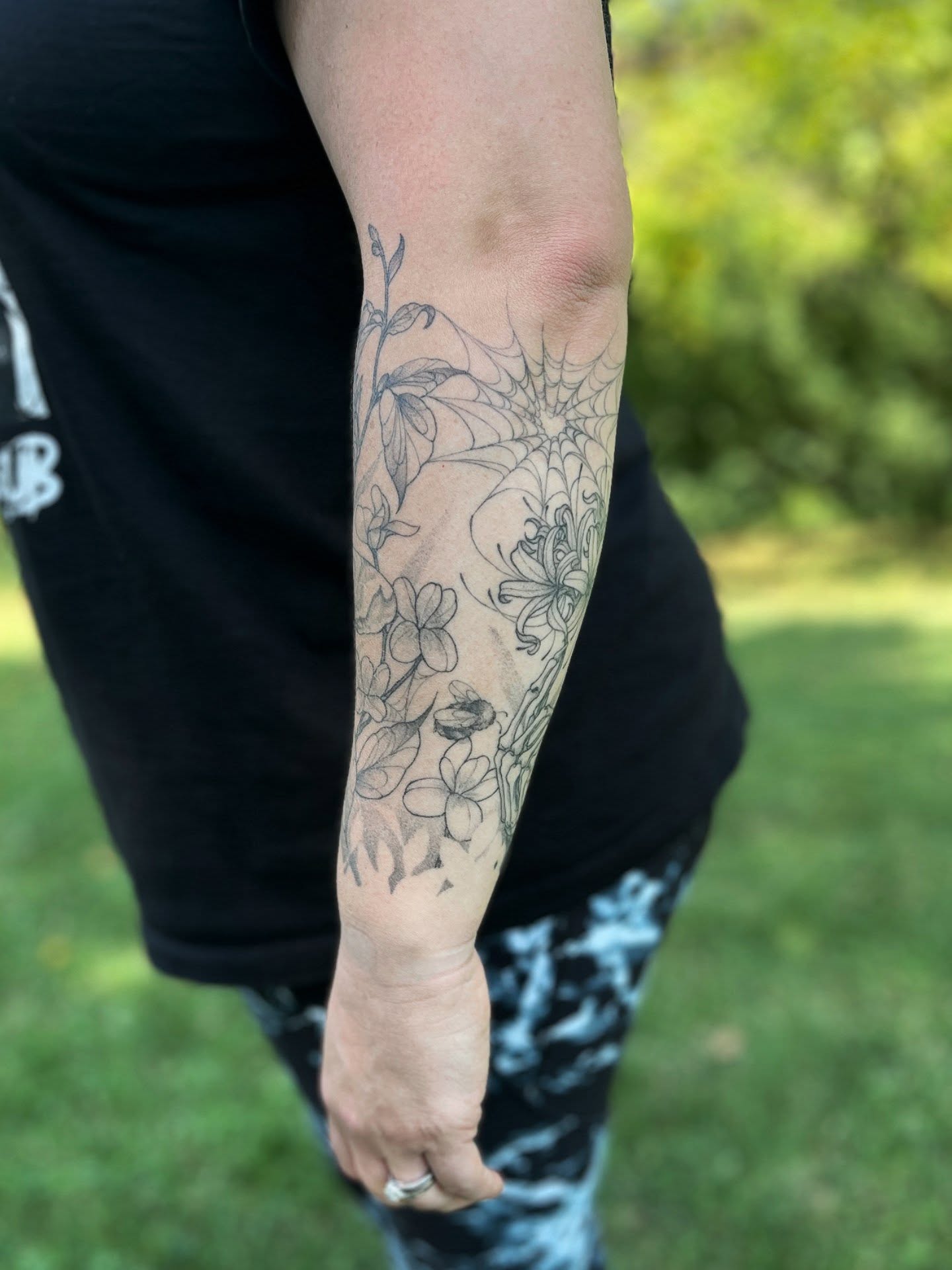 Floral design black and grey tattoo on the forearm by Sophorn Long (soapy)