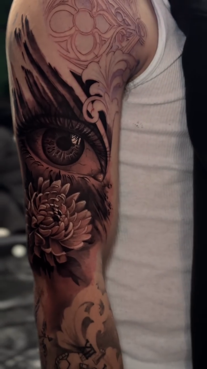 Tattoo by @inklayr β realism, black_and_grey