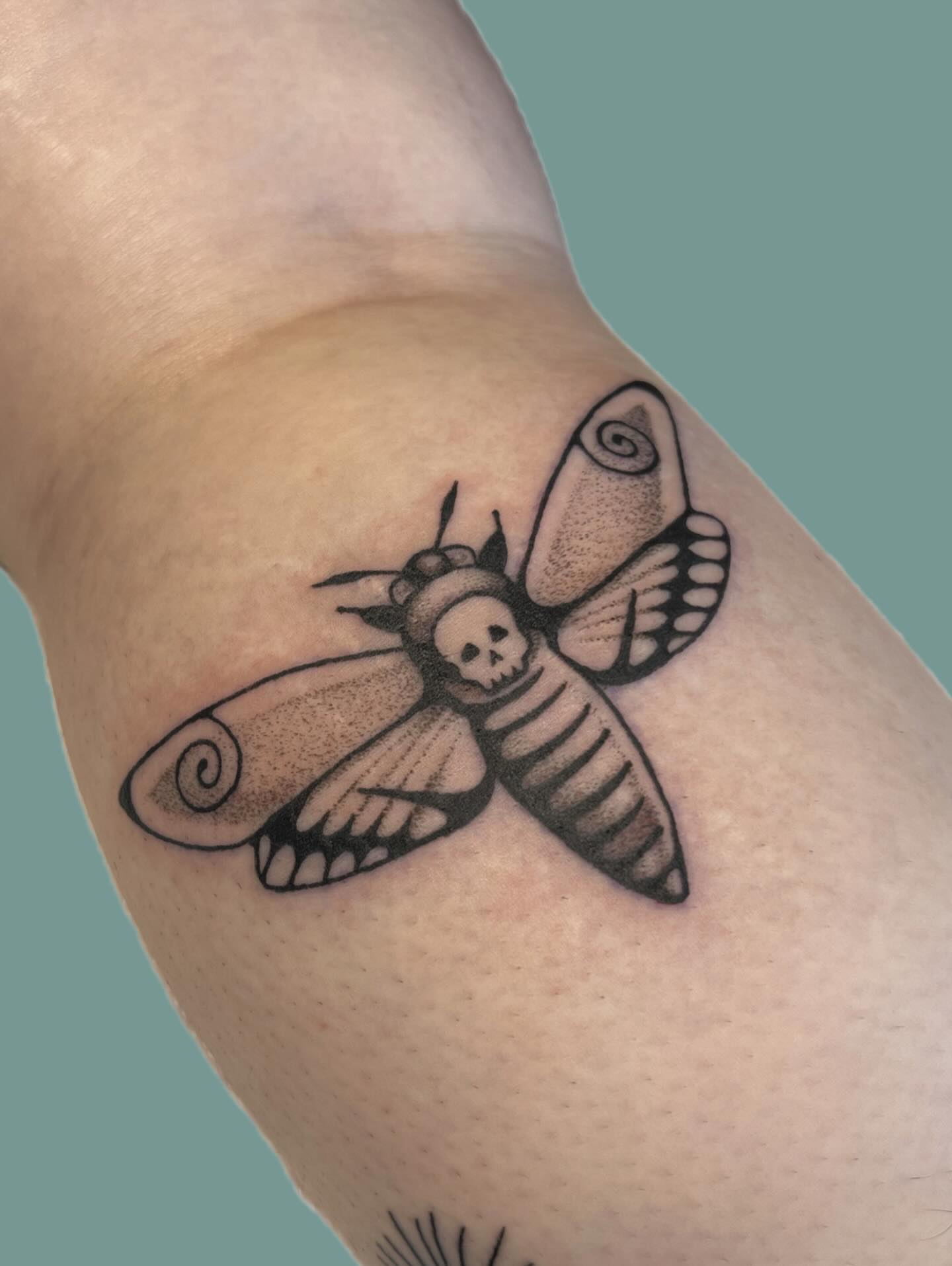 Tattoo by @rachelradiant — dotwork, black_and_grey