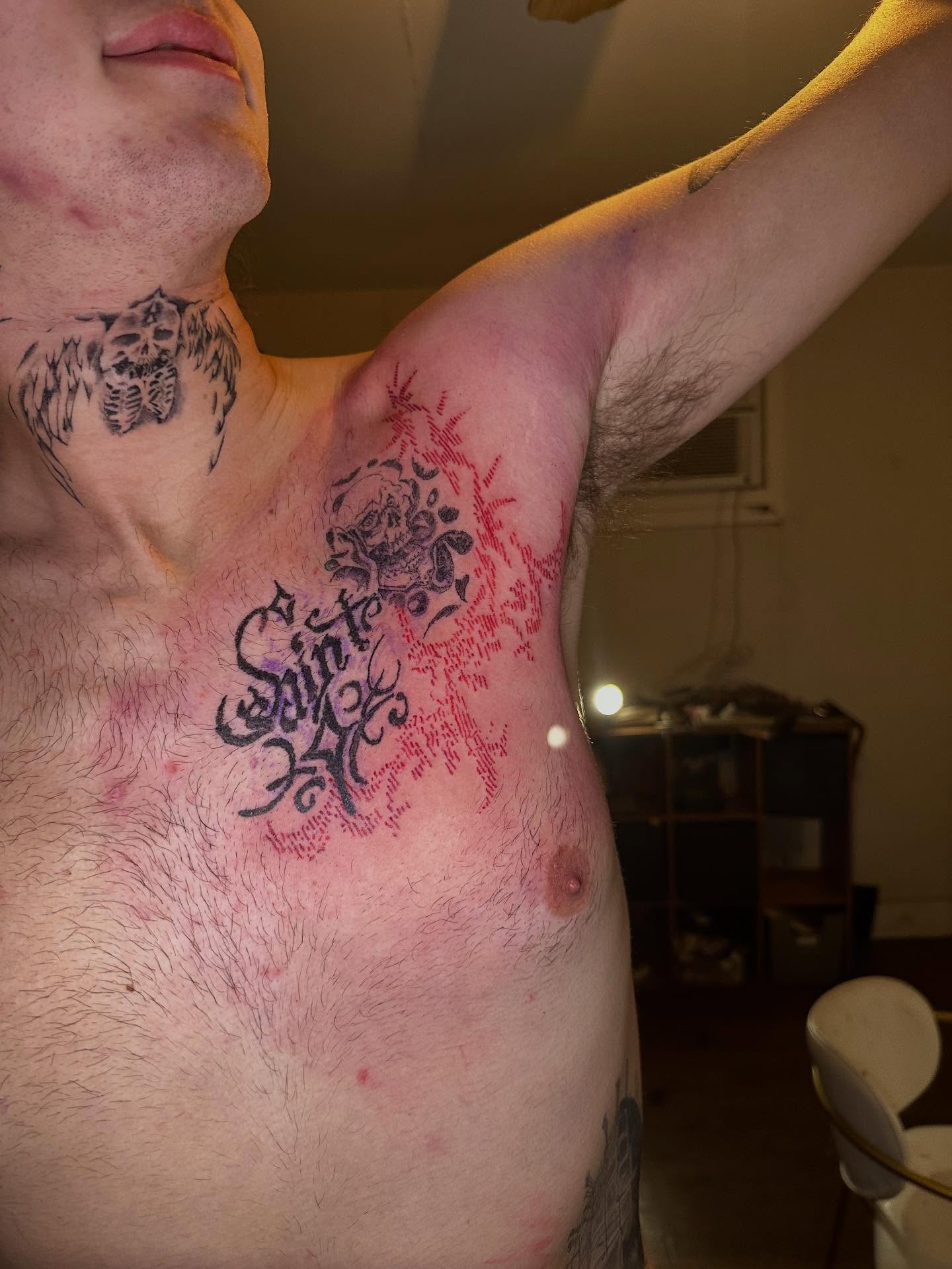 Script lettering lettering script tattoo on the chest by Swag Originator