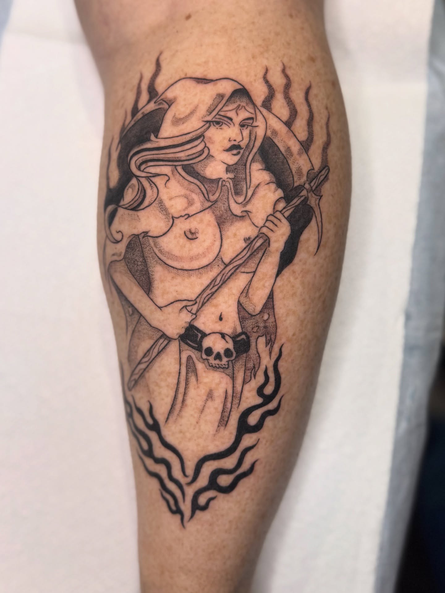 Tattoo by @mollyjonestattoo — black_and_grey, realism