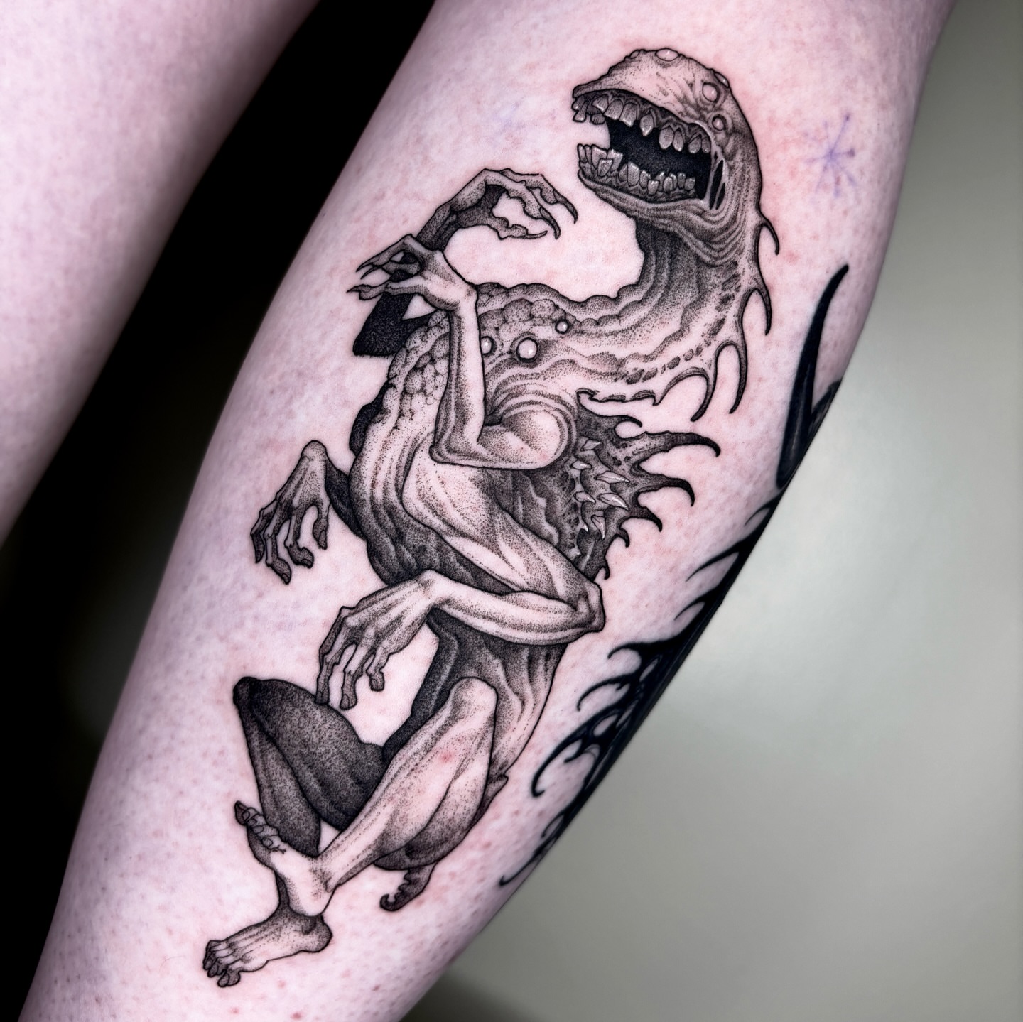 Tattoo by @crvbcore — black_and_grey, realism