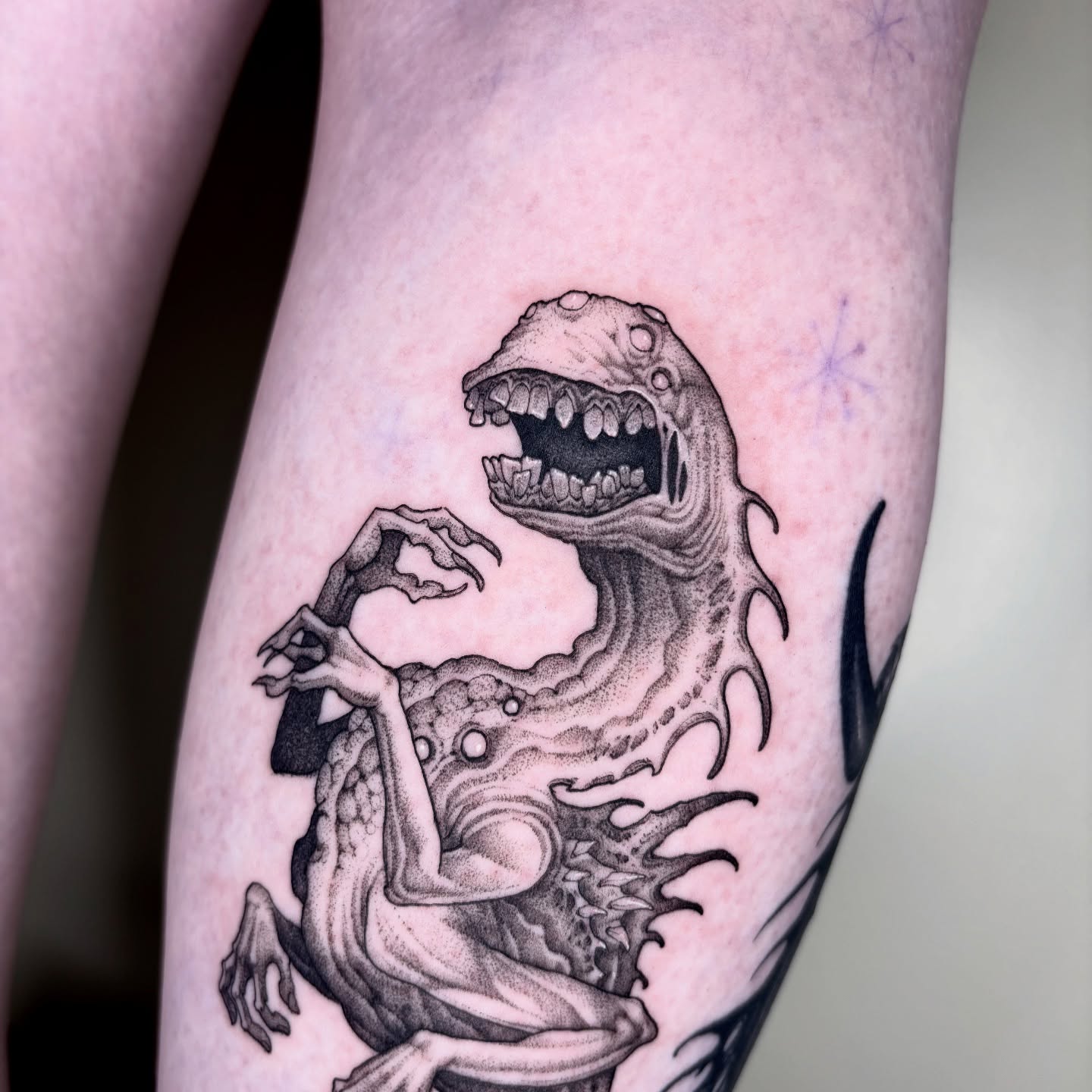 Tattoo by @crvbcore — black_and_grey