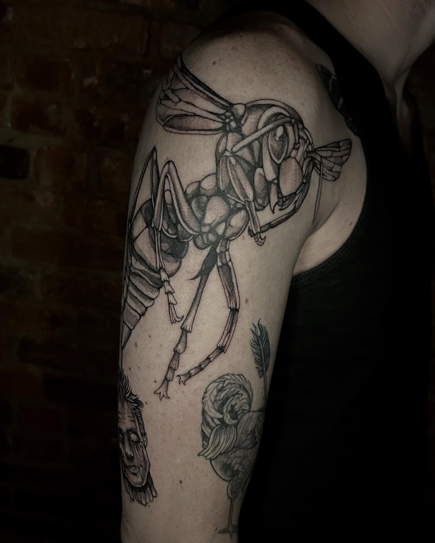 Insect dotwork tattoo on the forearm by Deanna Louise