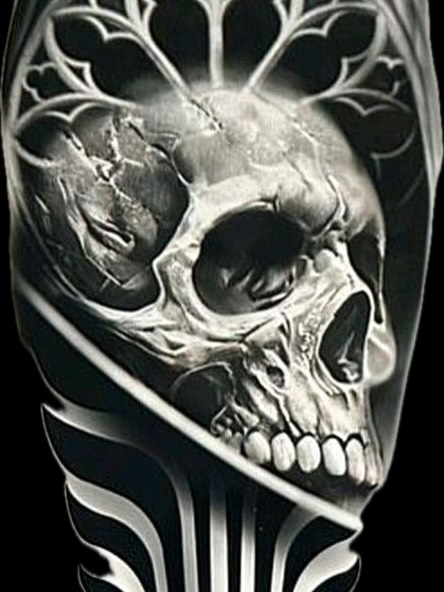 Skull realism tattoo on the forearm by Aj Negrete Jr.