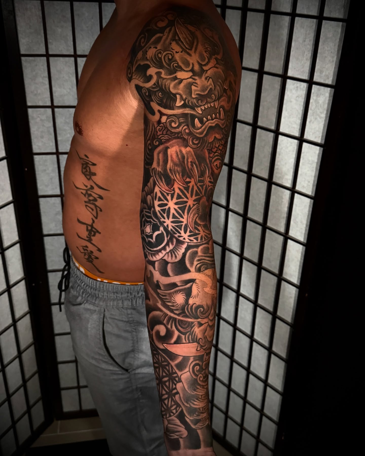Tattoo by @buckotattoo — japanese_irezumi, black_and_grey