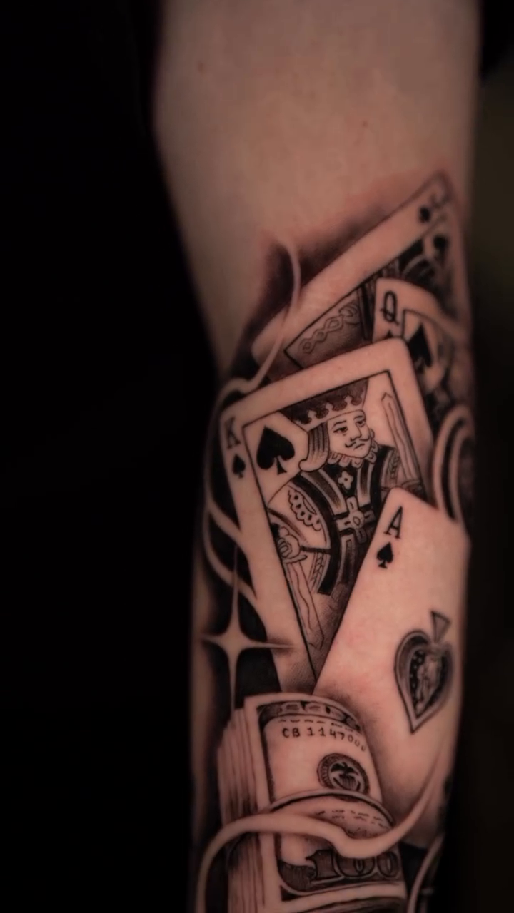 Playing cards and dice realism tattoo by ๐ฎ๐๐๐ ๐ญ๐๐๐ถ