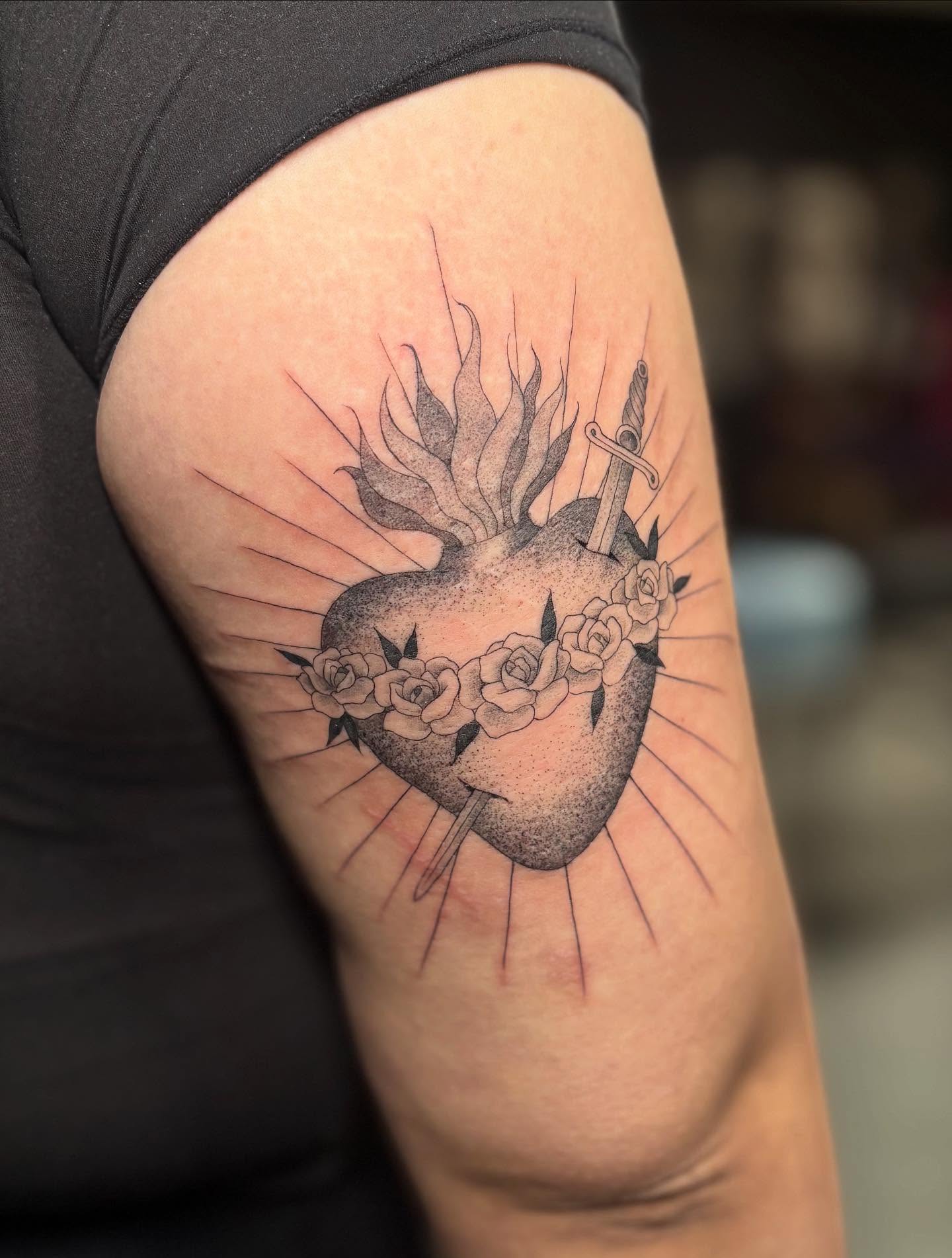 Tattoo by @marissawhitaker_ — dotwork, black_and_grey