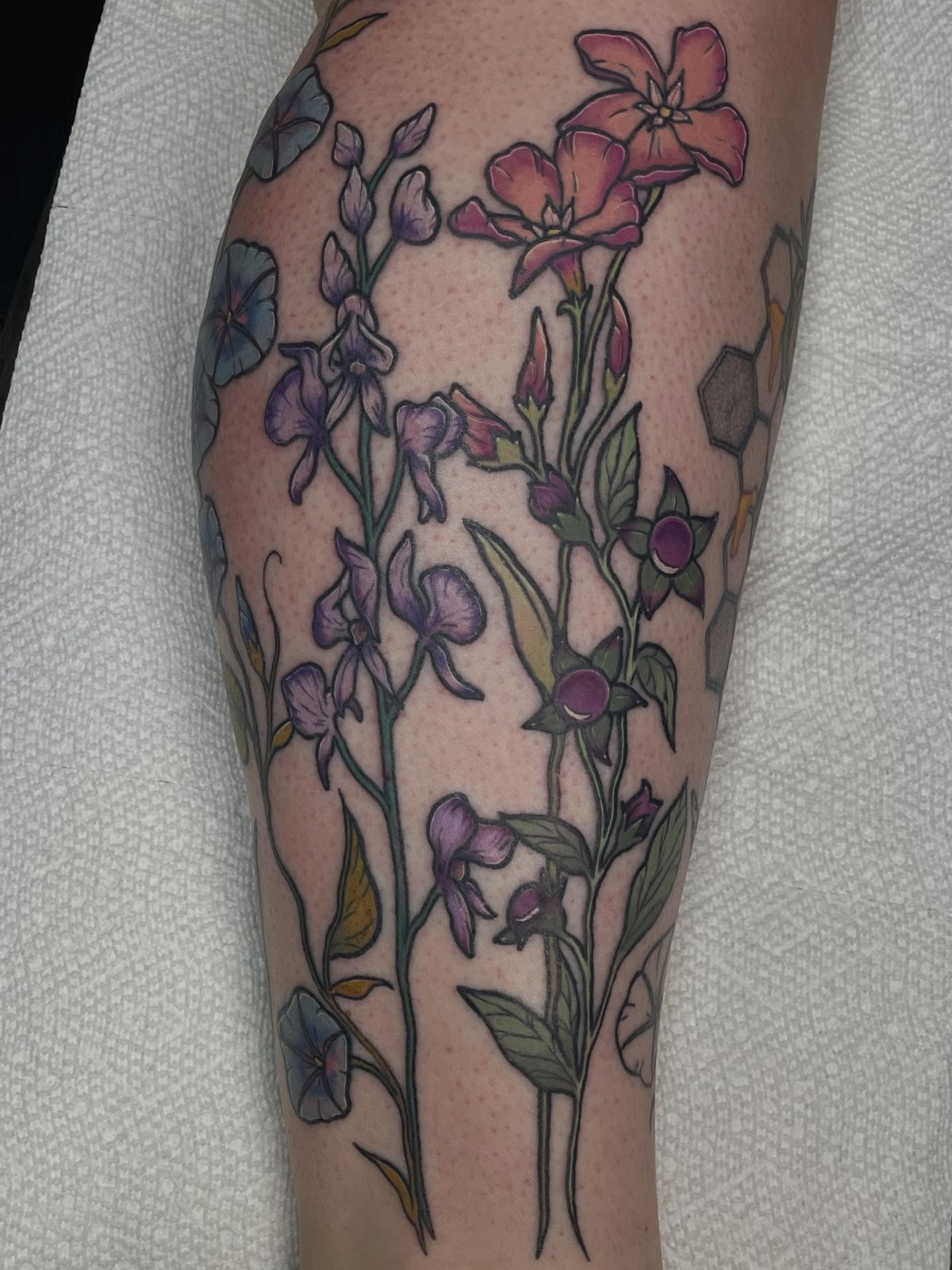 Floral arrangement dotwork tattoo on the forearm by ✦ 𝐊𝐚𝐢𝐭 ✦