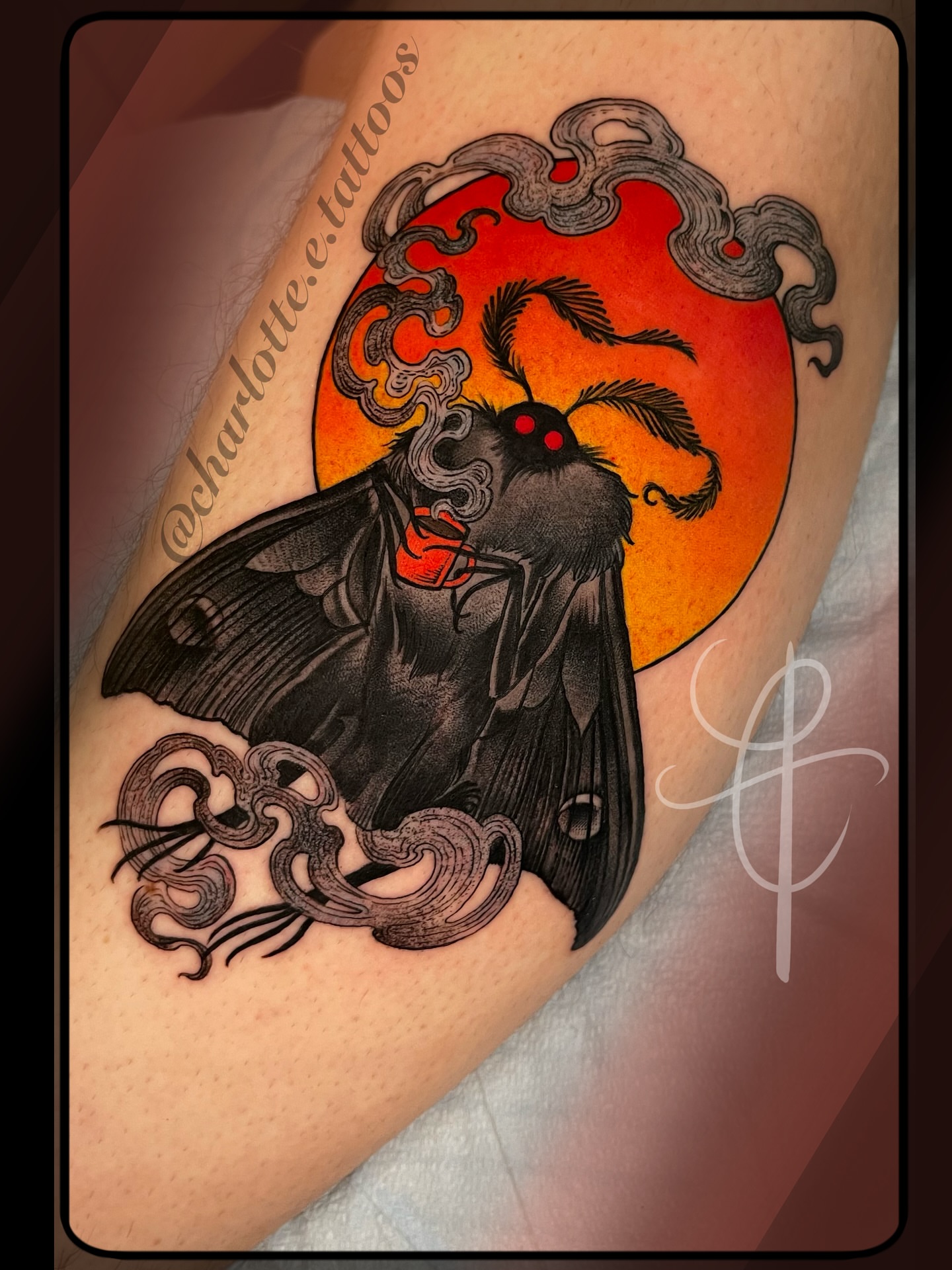 Tattoo by @charlotte.e.tattoos — black_and_grey, dark_realism