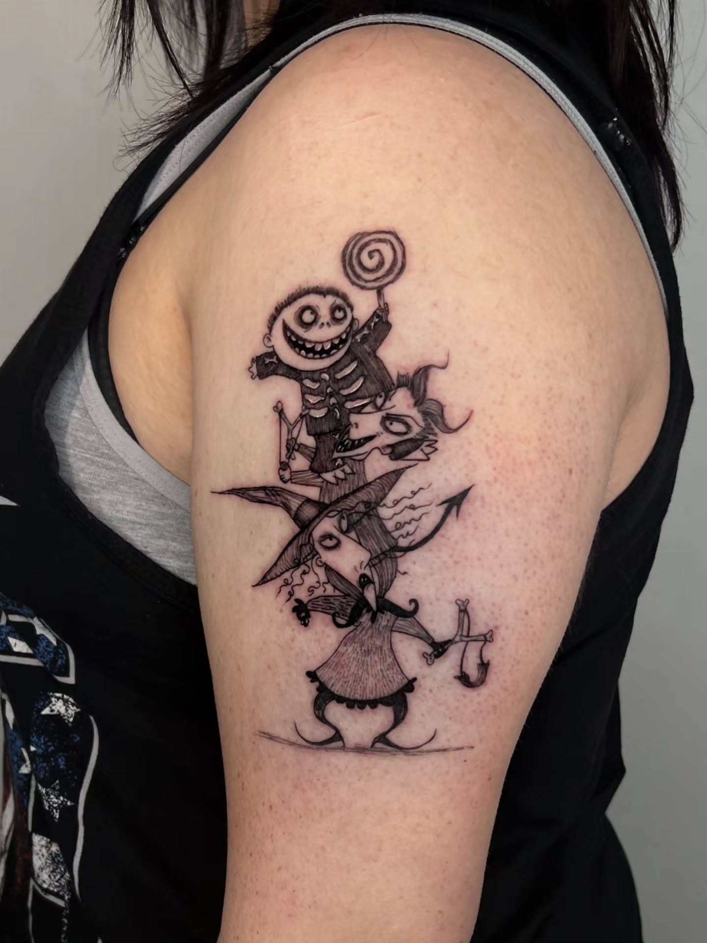 Tattoo by @emogirltattoo — black_and_grey, dark_realism