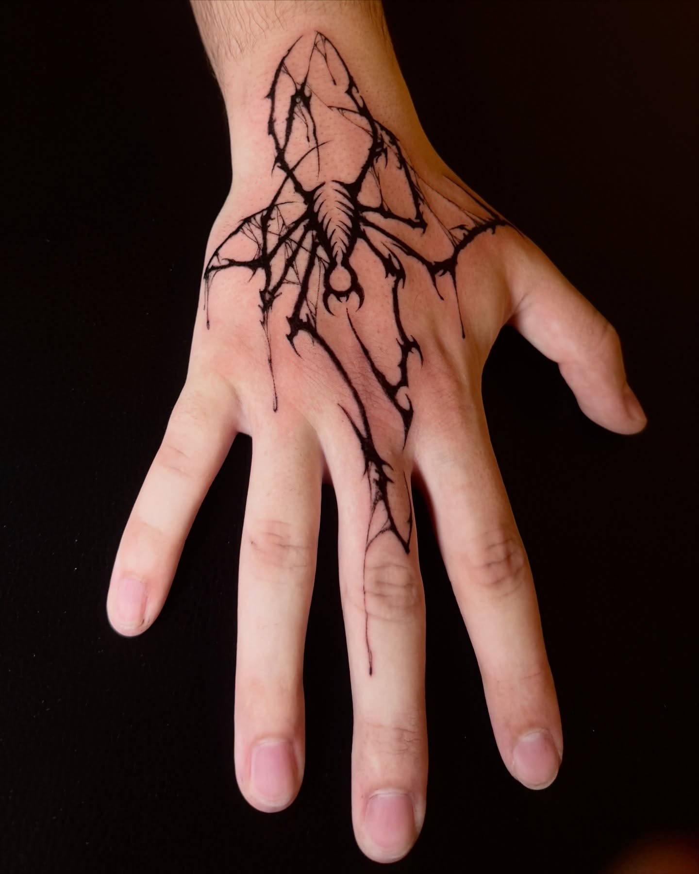 Root system black and grey tattoo on the hand by G̵̨̗̗̈̅̓́͡ĕ̸̡̜̫̾̌̎̈͠ë̷̢̳̤̰̗͈̃͌͒̚͞