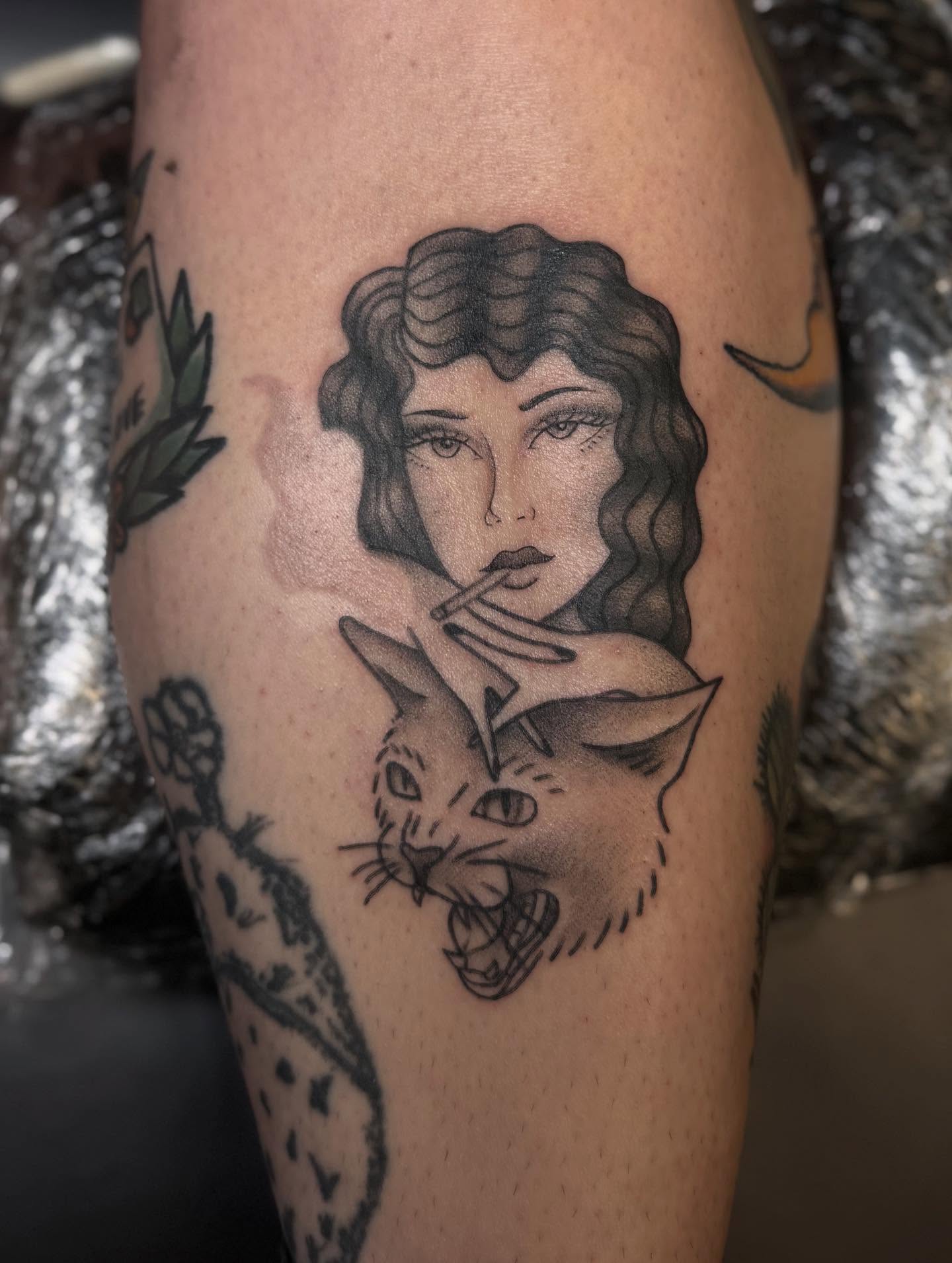 Tattoo by @annaainkk — american_traditional, black_and_grey