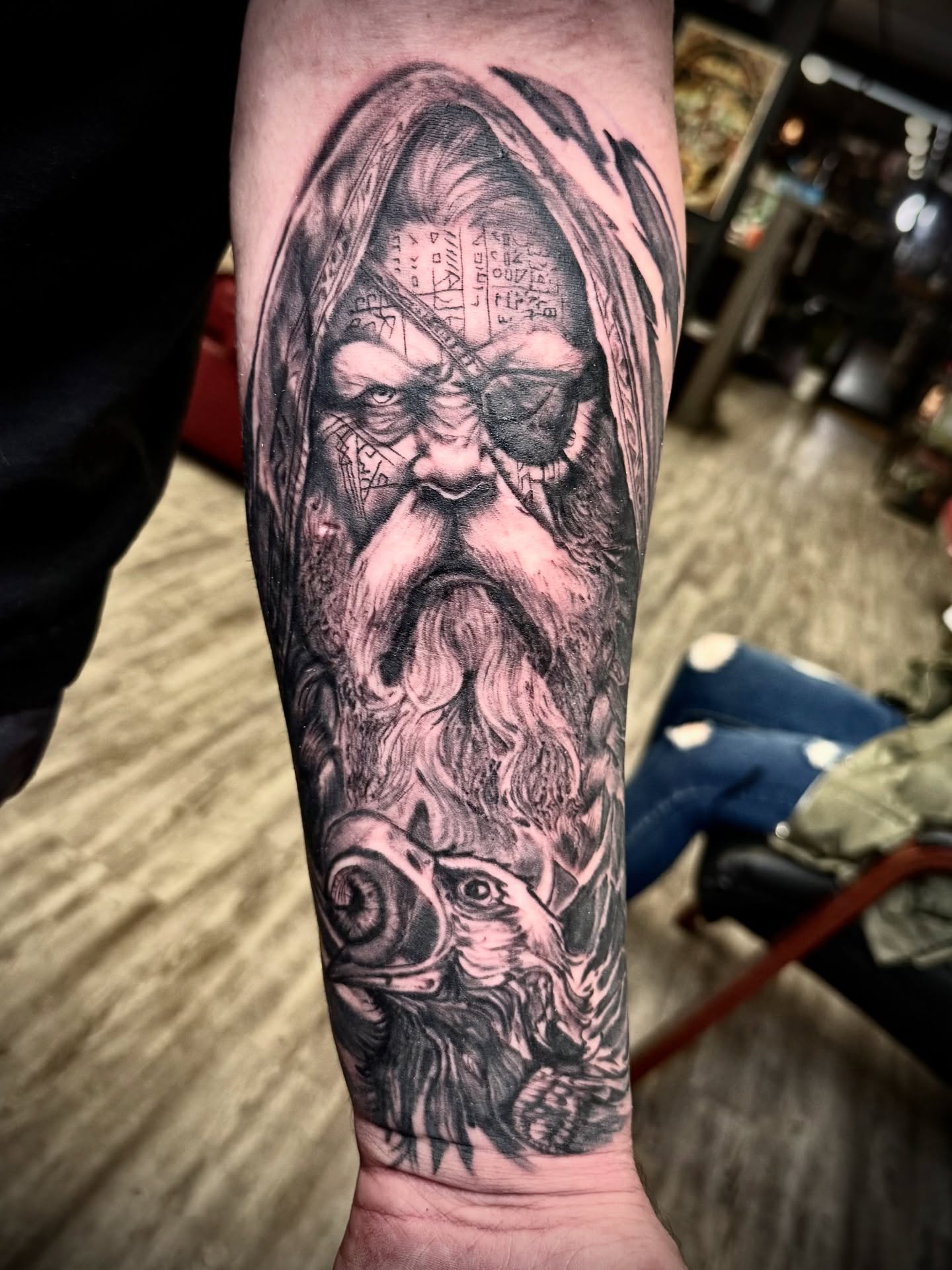Viking warrior realism tattoo on the forearm by Tattoo Artist Ian Day (Everlasting_Art_Ink)