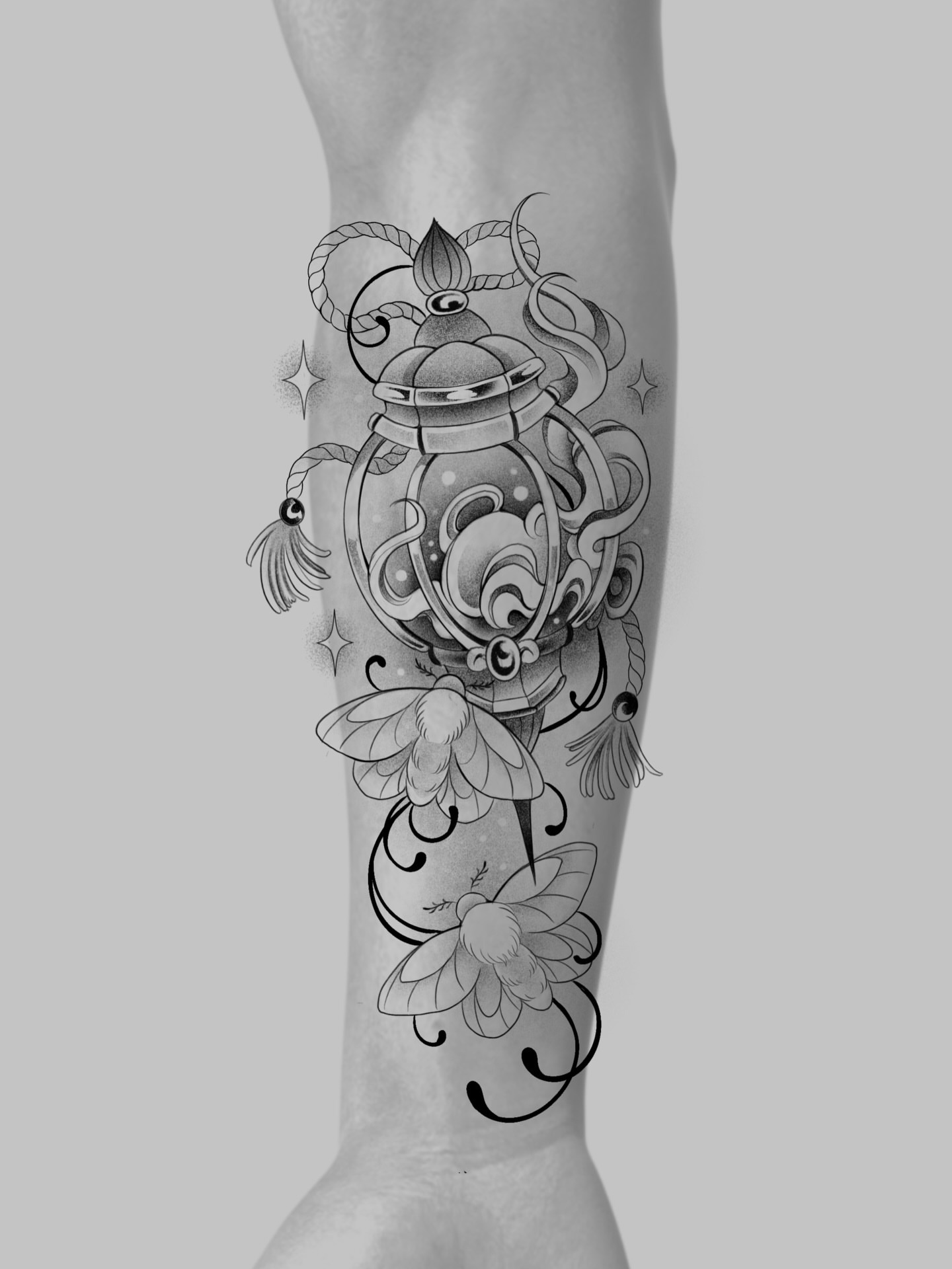 Tattoo by @allyghastly — black_and_grey, ornamental