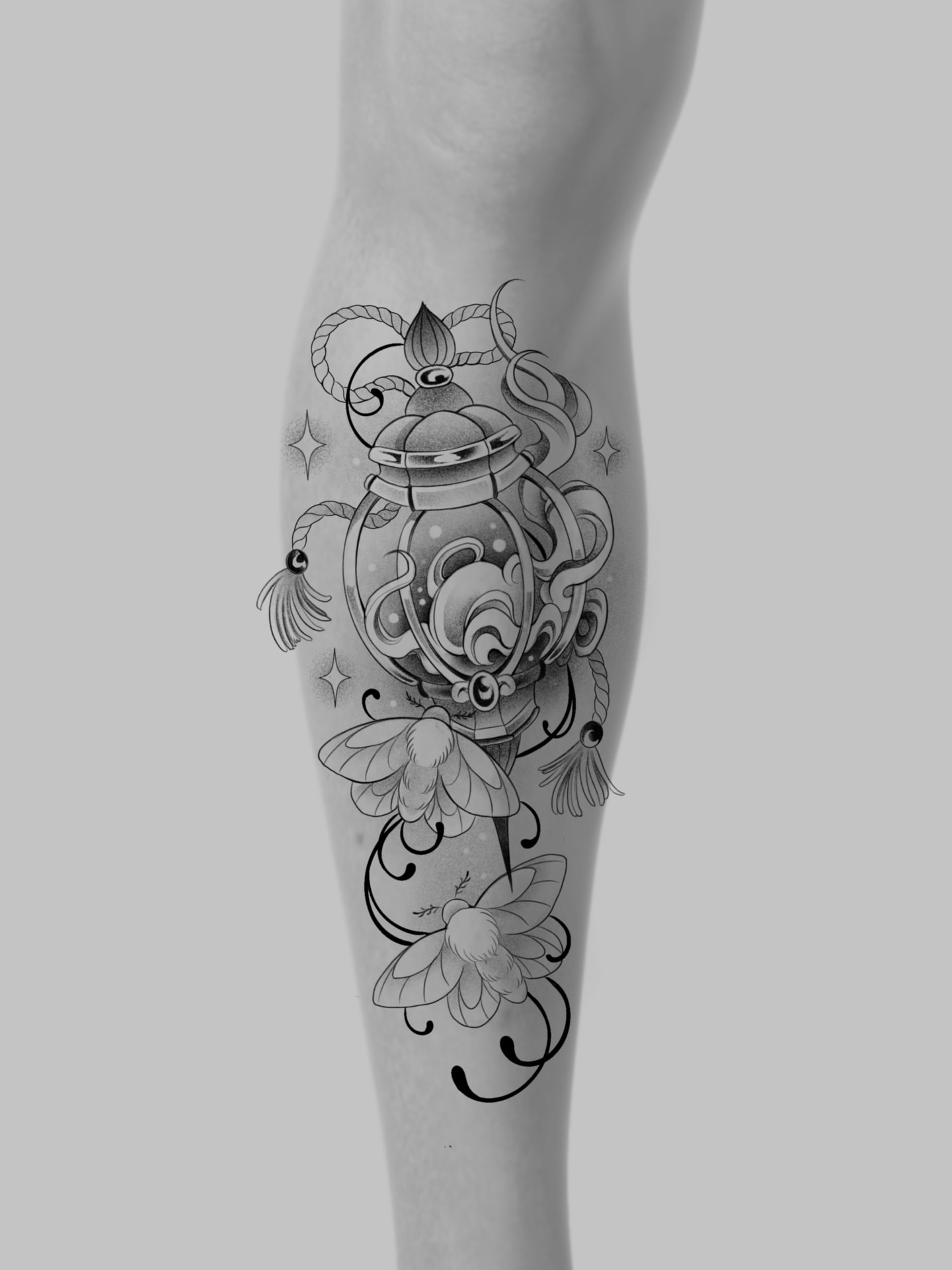 Tattoo by @allyghastly — black_and_grey