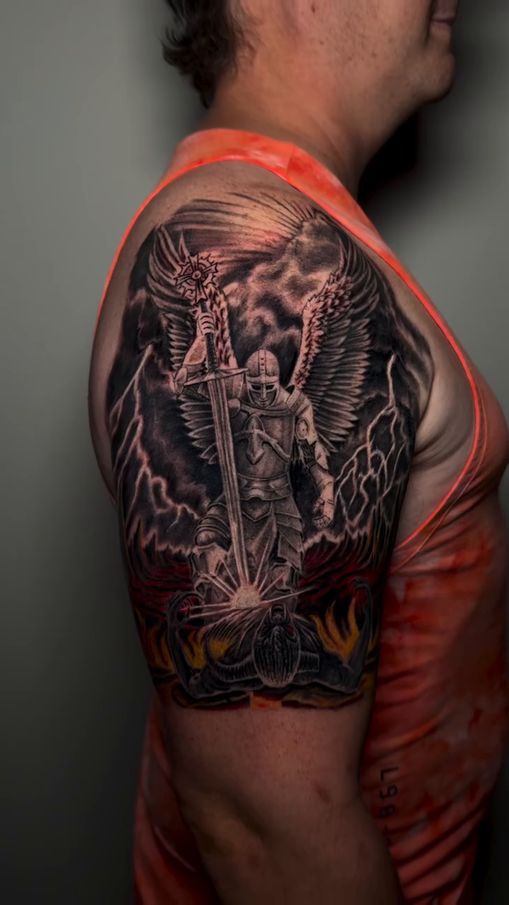 Tattoo by @urbancowboyart โ dark_realism, black_and_grey