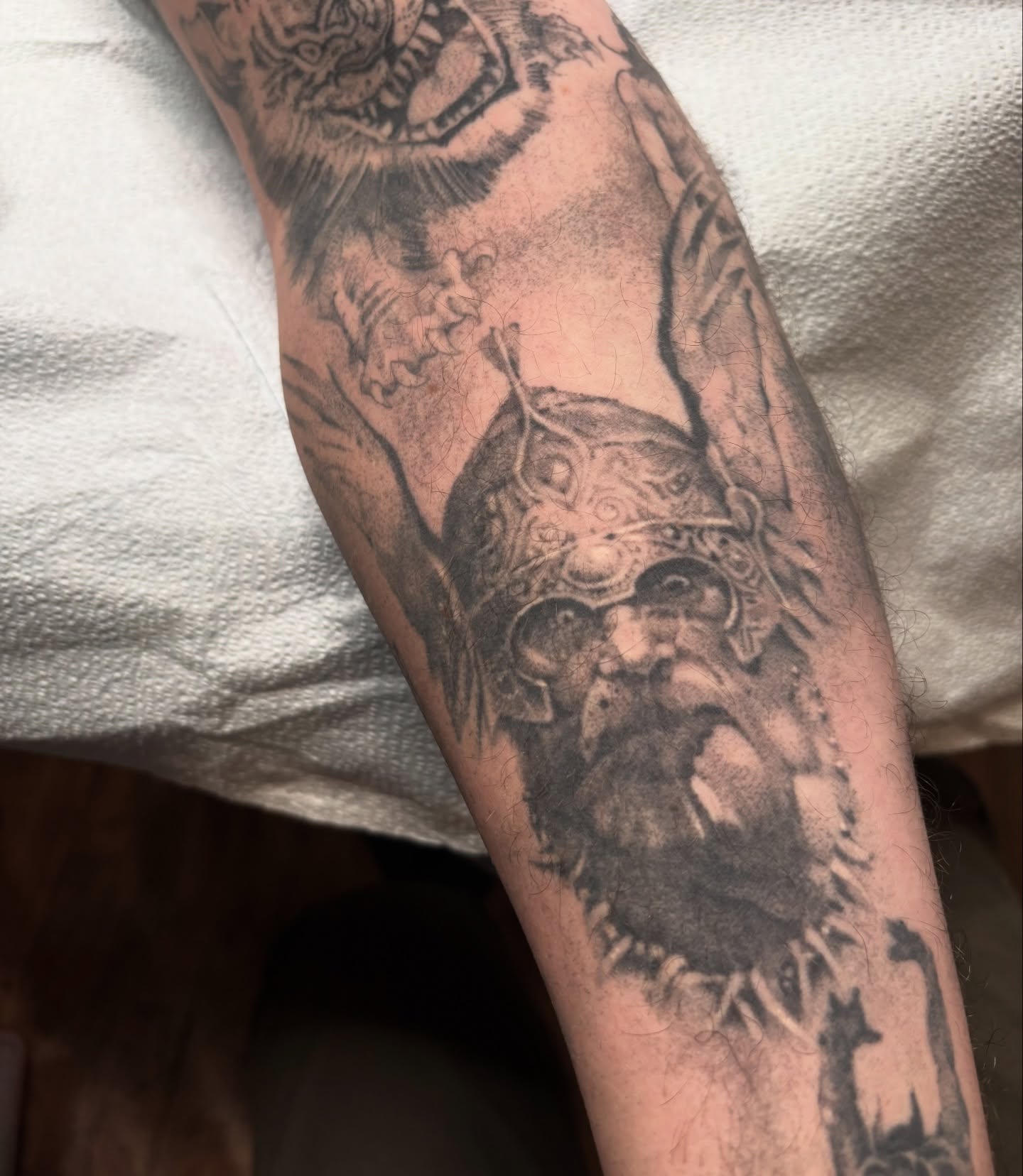 Viking warrior realism tattoo on the forearm by Jake Hodson, Nashville, Tennessee