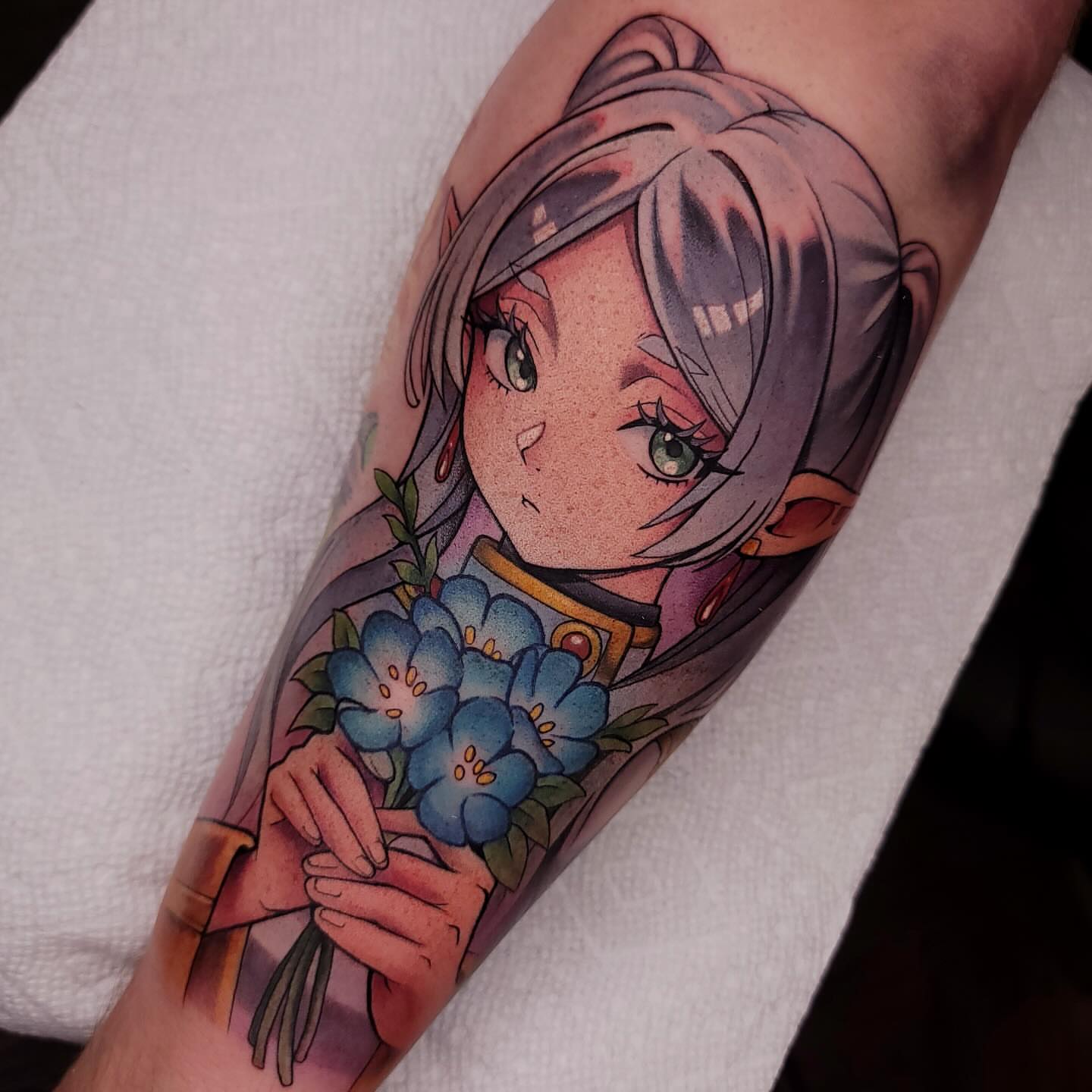 Anime character with flowers anime tattoo on the forearm by πΌπππΎππΌ π
πΌππππ