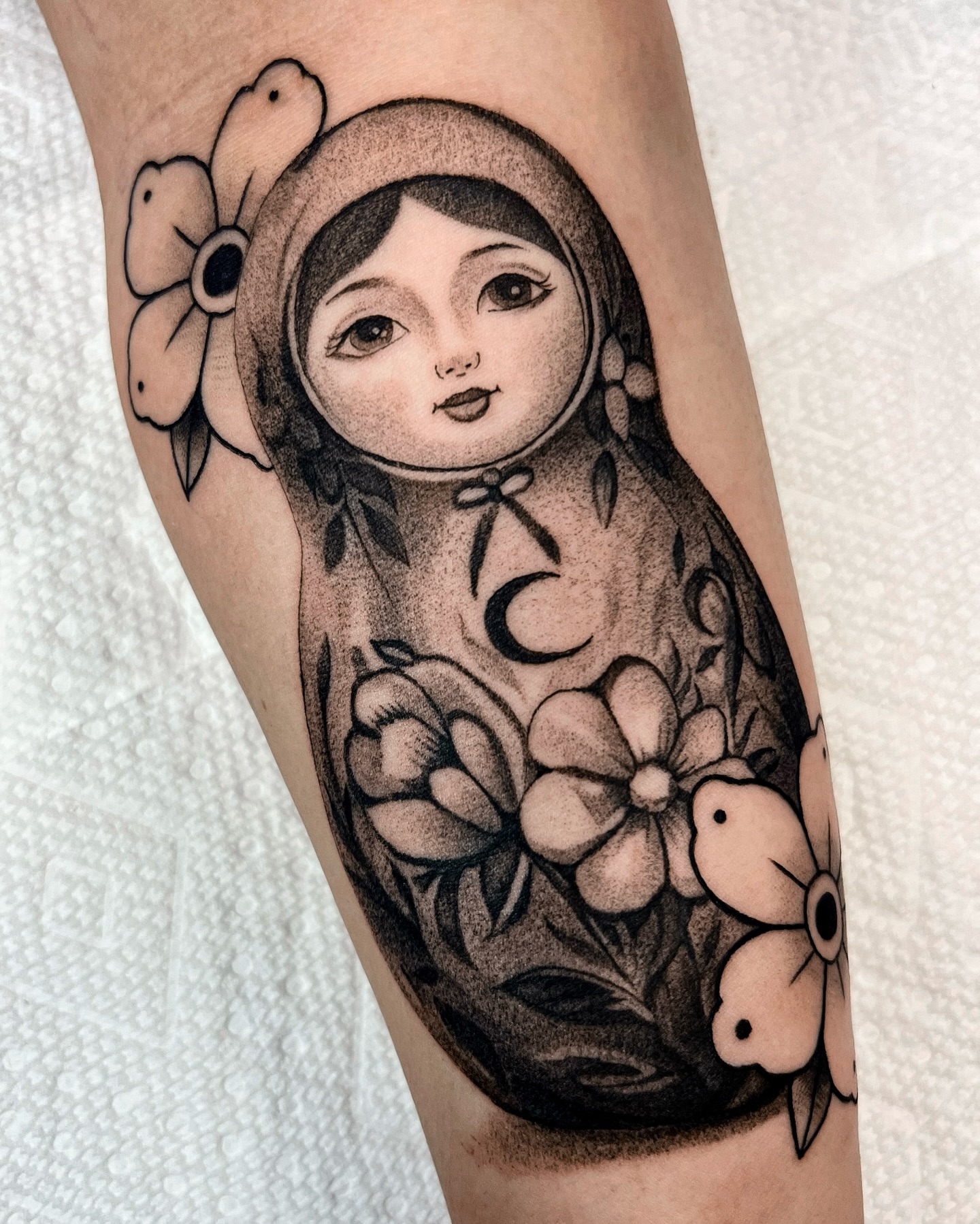 Matryoshka doll realism tattoo on the forearm by 🤎Dannon 🕸
