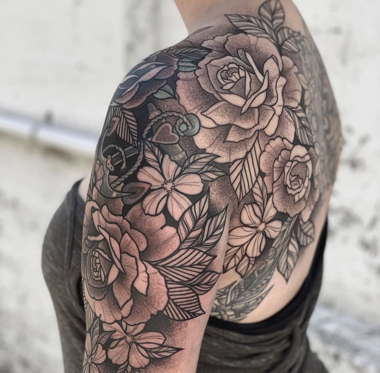 Tattoo by @m2thebtattoos — black_and_grey, dotwork