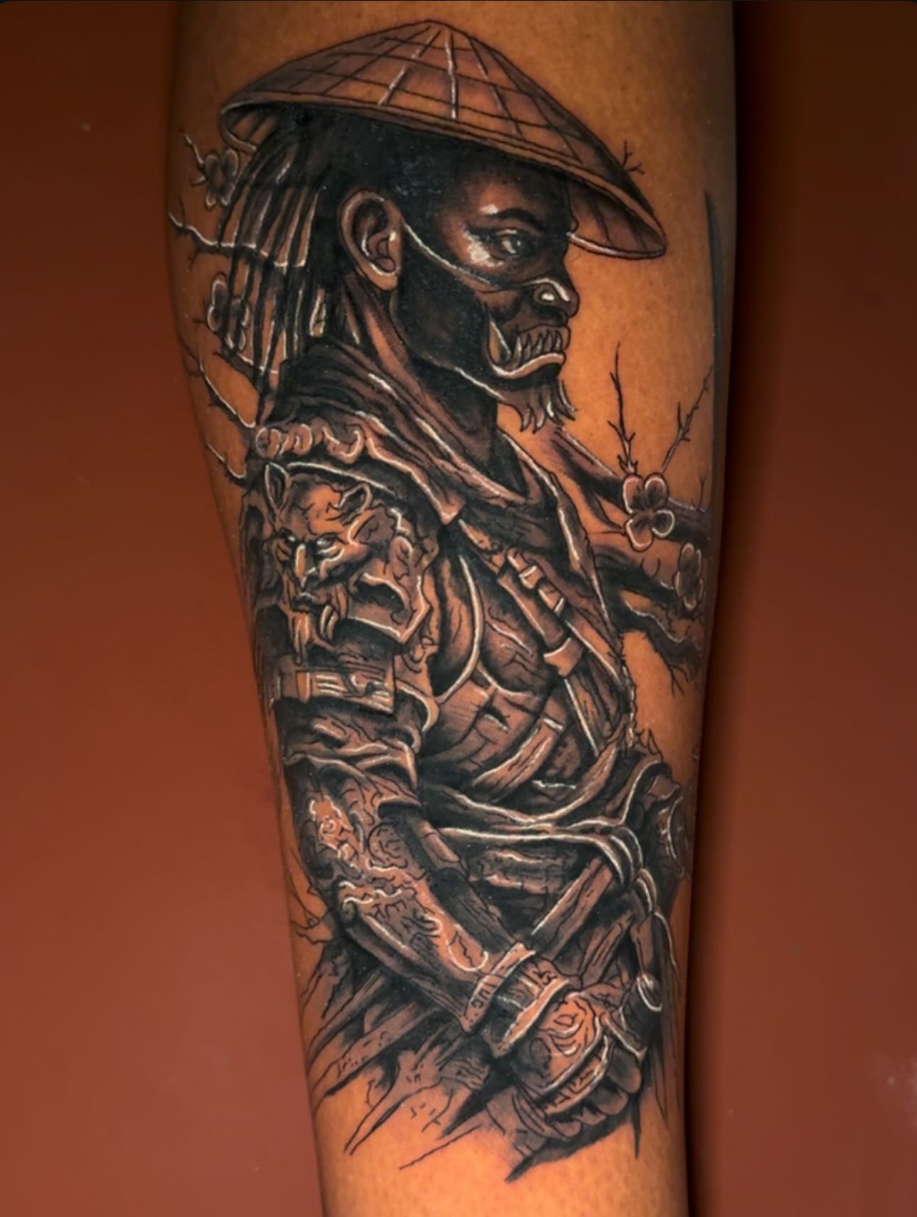 Samurai warrior japanese irezumi tattoo on the forearm by Therapy ink