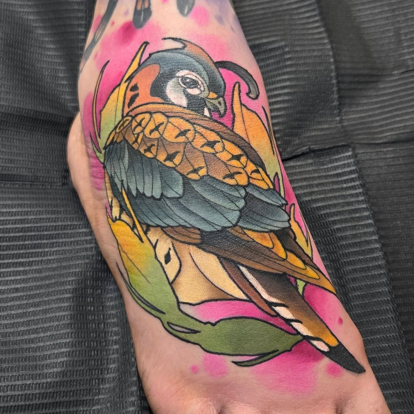 Bird American traditional tattoo on the forearm by Brian Savage, Gilbert, Arizona