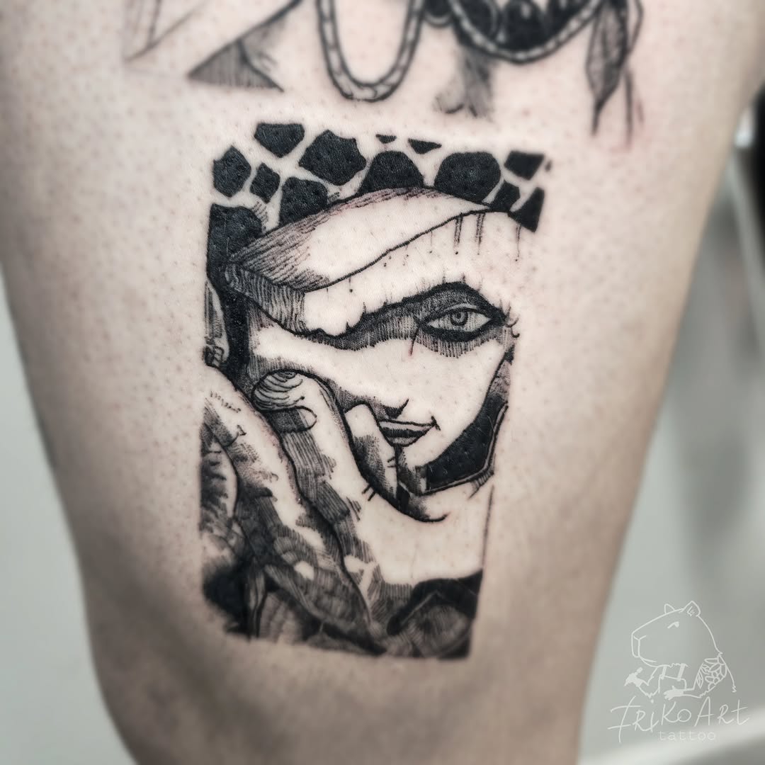 Tattoo by @irikoart_tattoo — illustrative, black_and_grey