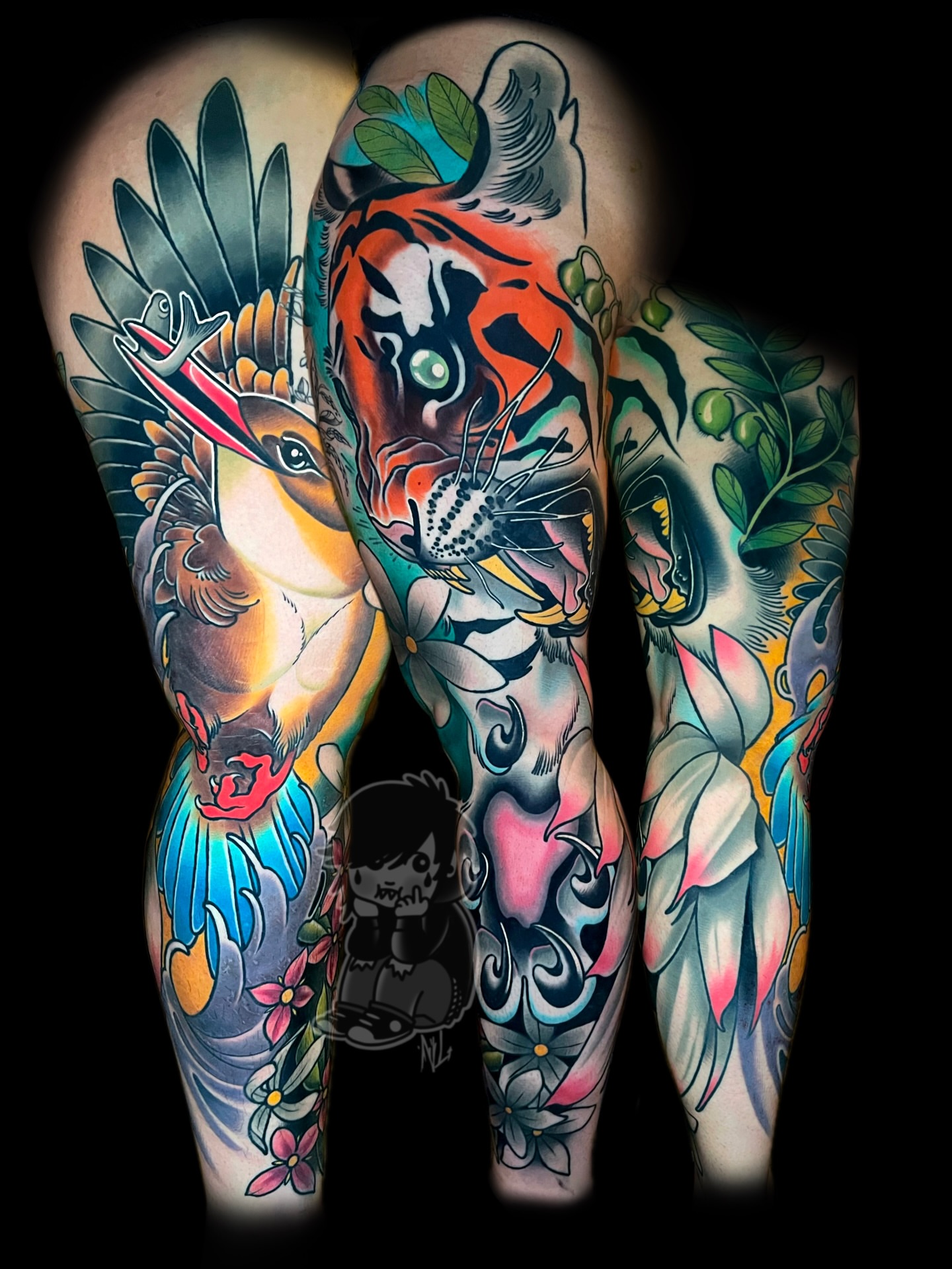 Tattoo by @nateleslietattoo — american_traditional, japanese_irezumi