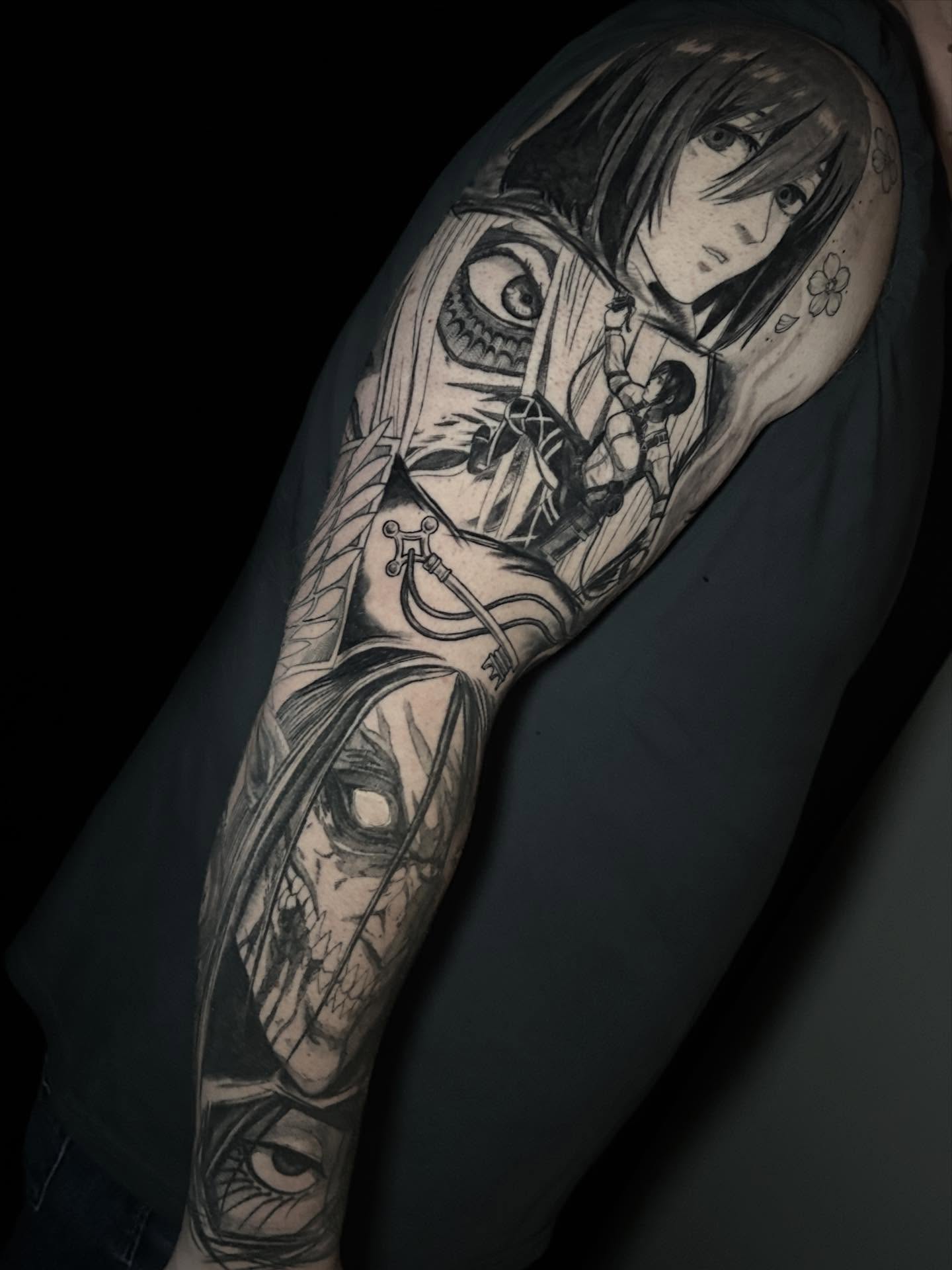 Anime character anime tattoo on the forearm by Ashlee Mshar