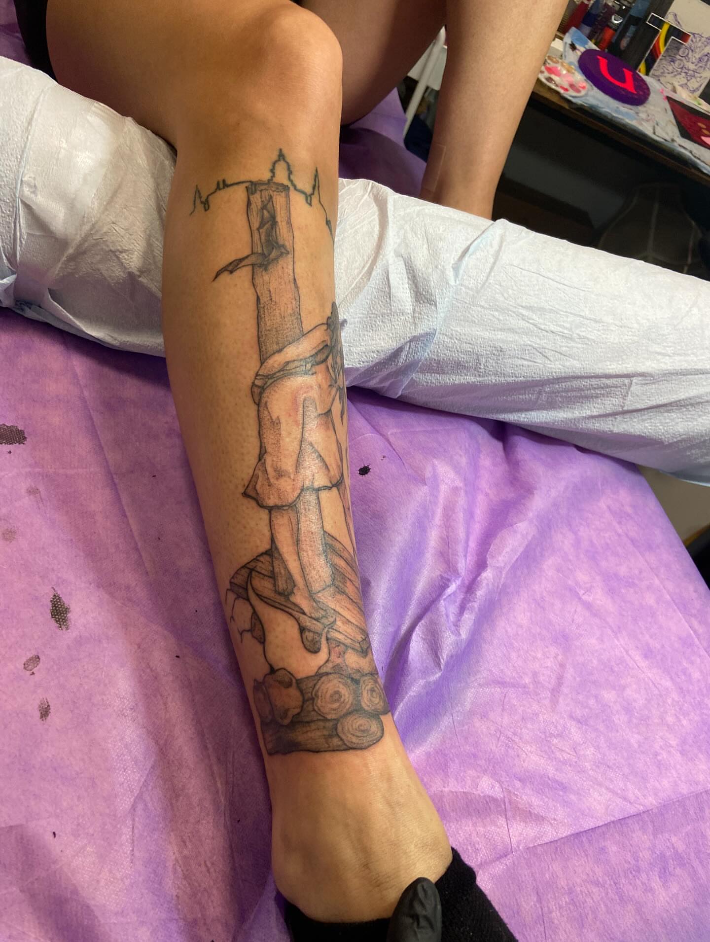 Mechanical structure black and grey tattoo on the forearm by Dont Worry About It