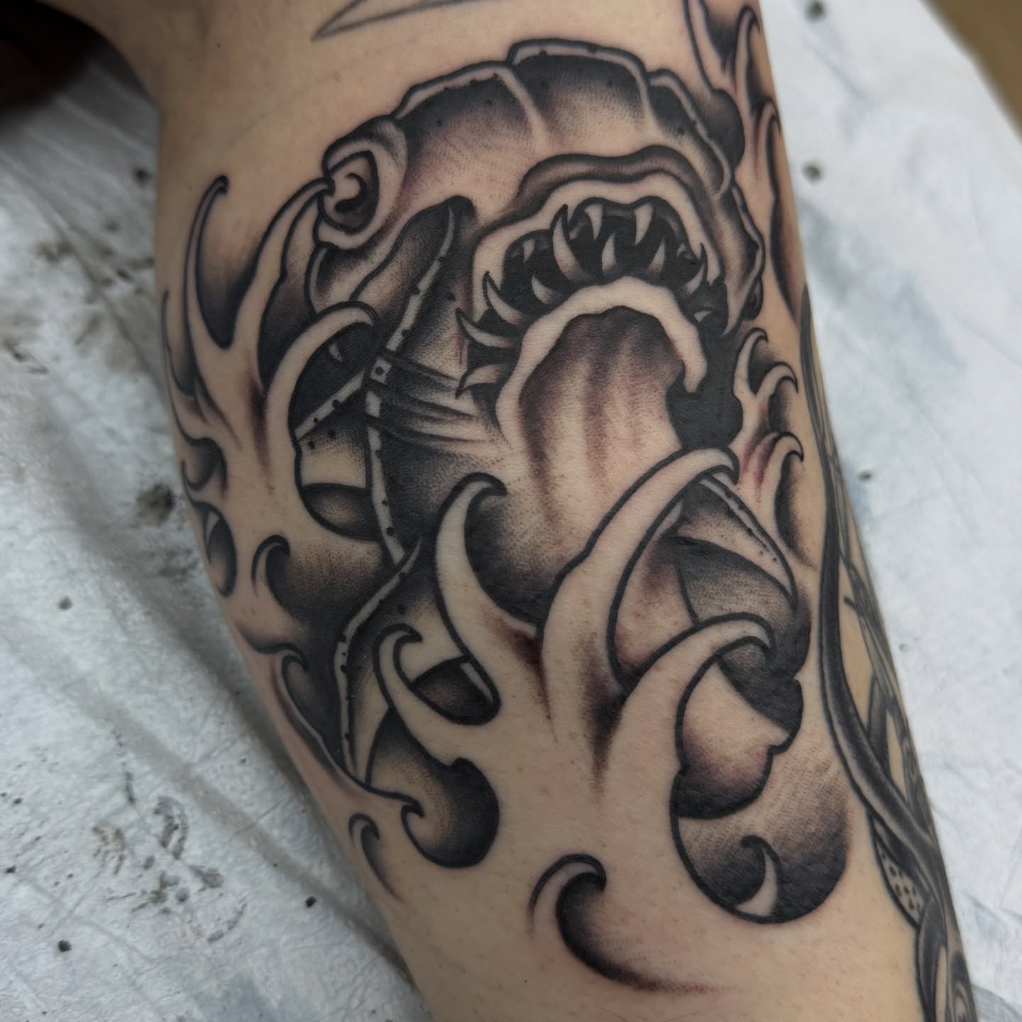 Tattoo by @dylanplazatattoo — black_and_grey, tribal