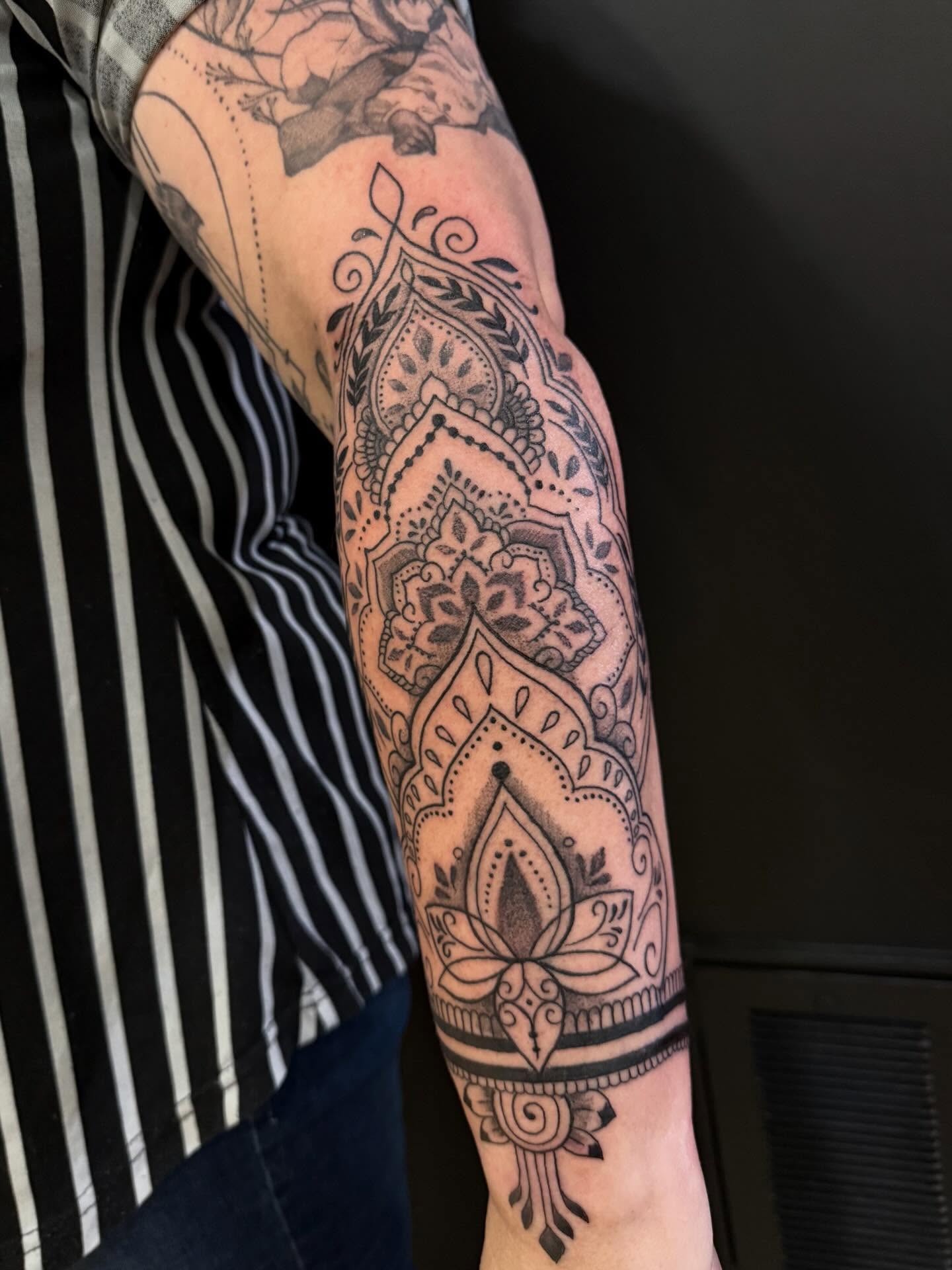 Tattoo by @tylerboltink — black_and_grey, ornamental