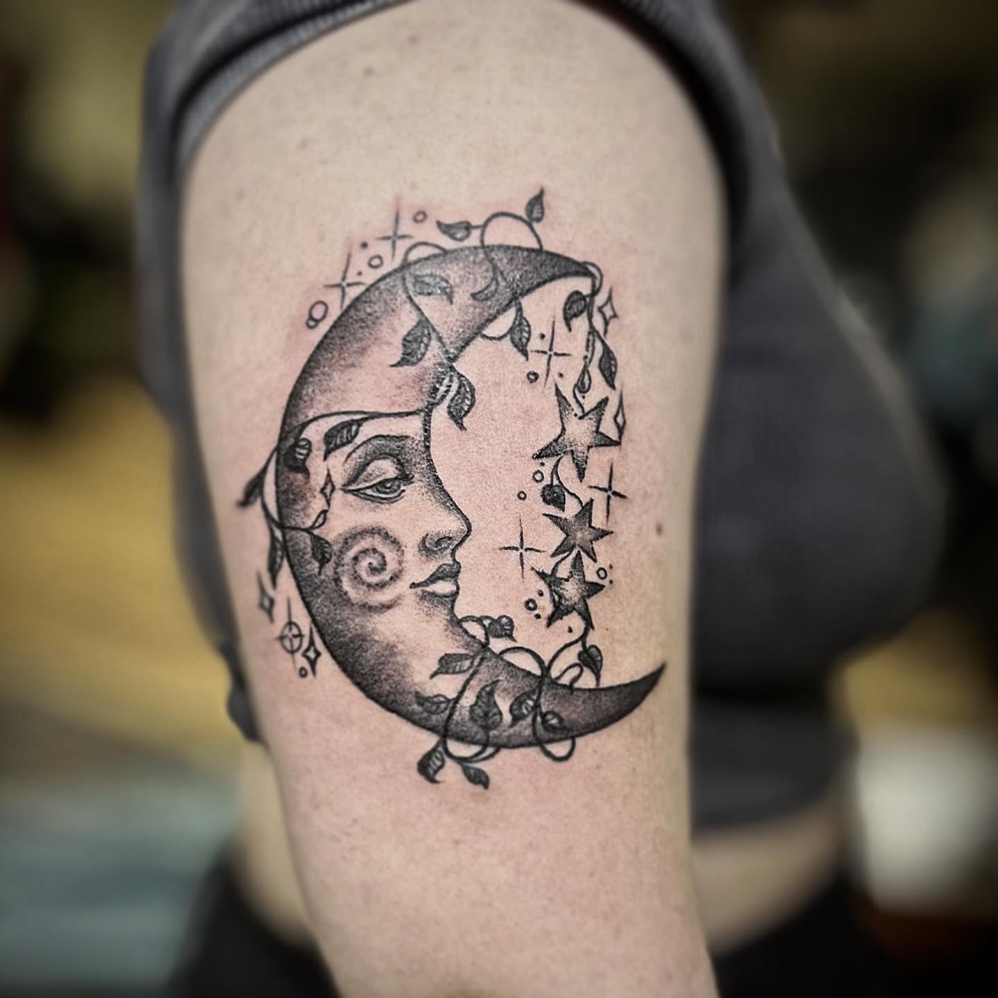 Tattoo by @eddieshawtattoos — black_and_grey, dotwork