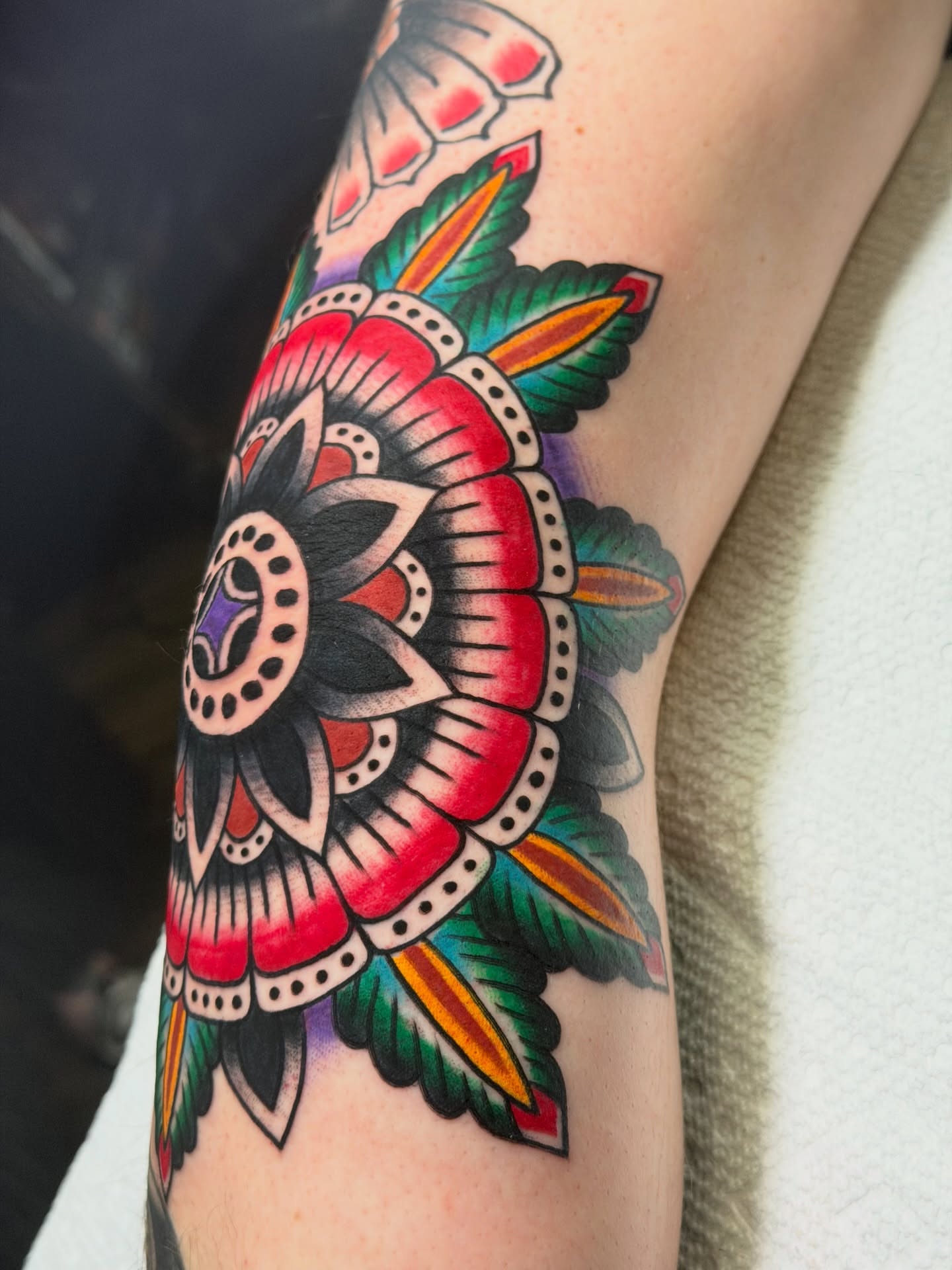 Butterfly American traditional tattoo on the forearm by Brandon Bear