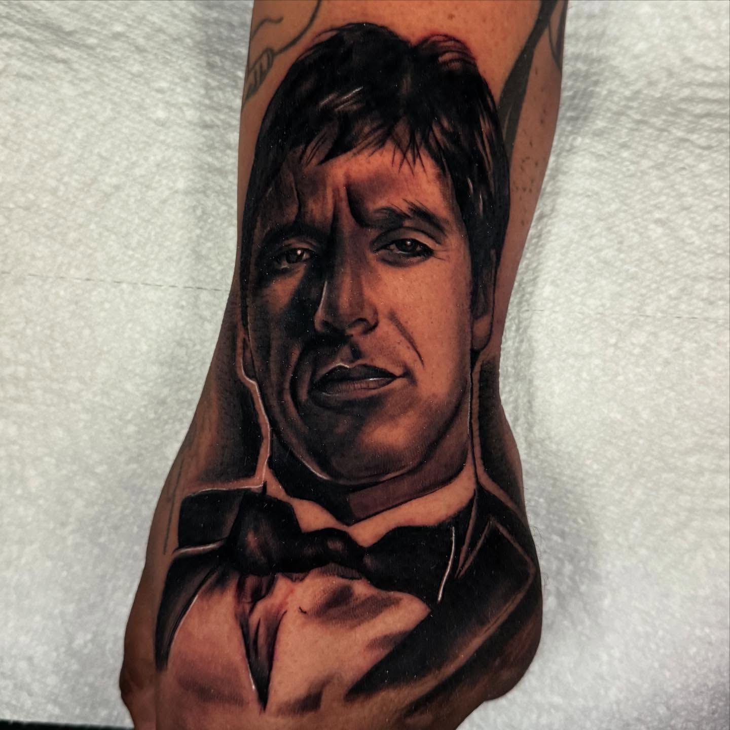 Portrait realism tattoo on the forearm by Drink Ink Tattoos™ 👽