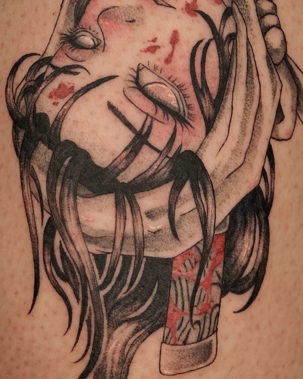 Tattoo by @misaxinks — black_and_grey