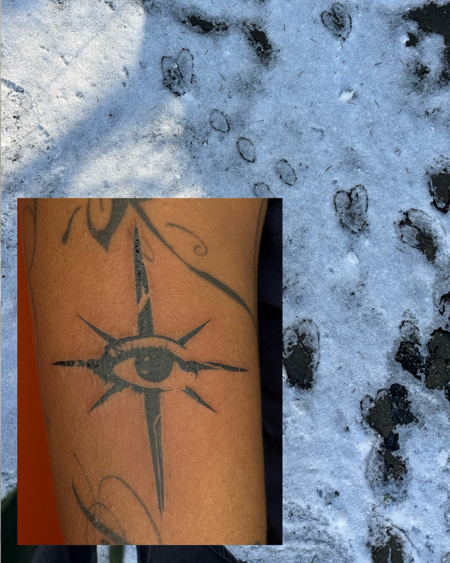 Eye with spiky design black and grey tattoo on the forearm by Milo