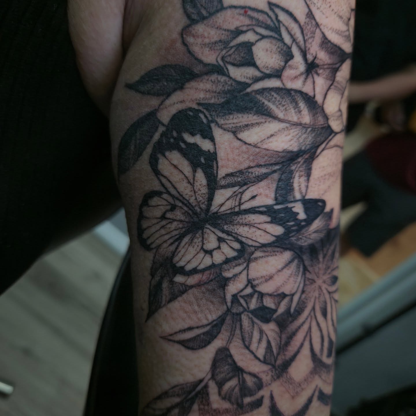 Butterfly and flowers realism tattoo on the forearm by π°ππππ π»ππππ - π°ππππ π±&πΆ ππππππ π°πππππ