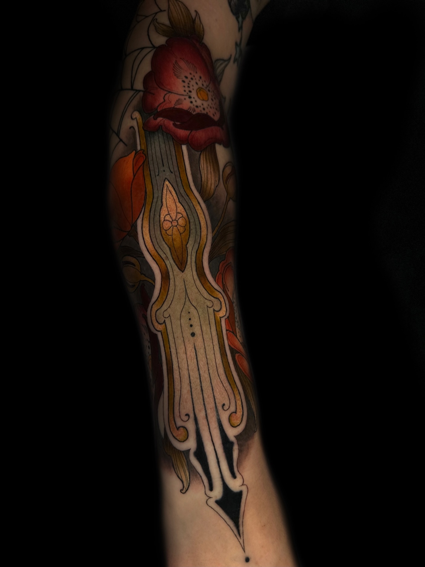 Mushroom American traditional tattoo on the forearm by Rebecca Joy ❋ Tattoo Artist
