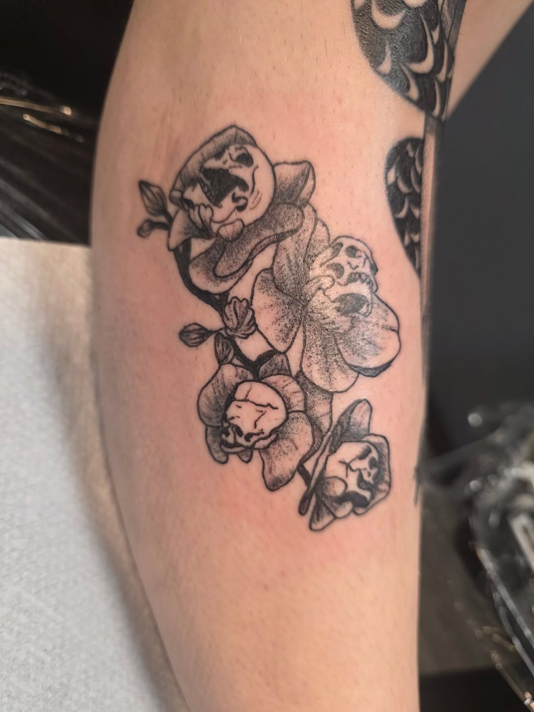 Tattoo by @bonesybettystattoos — dark_realism, black_and_grey