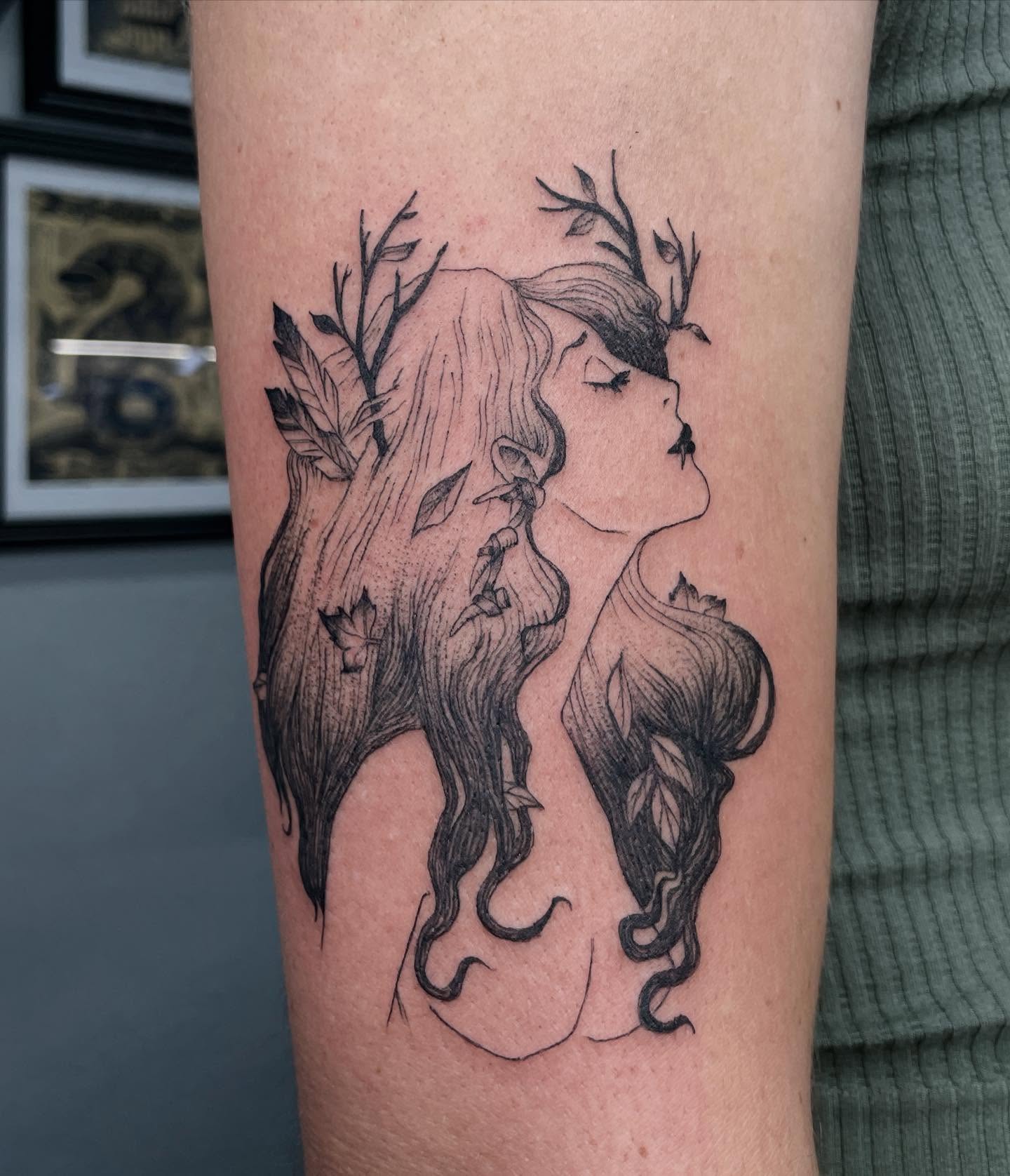 Tattoo by @pineneedlestattoo — black_and_grey, realism