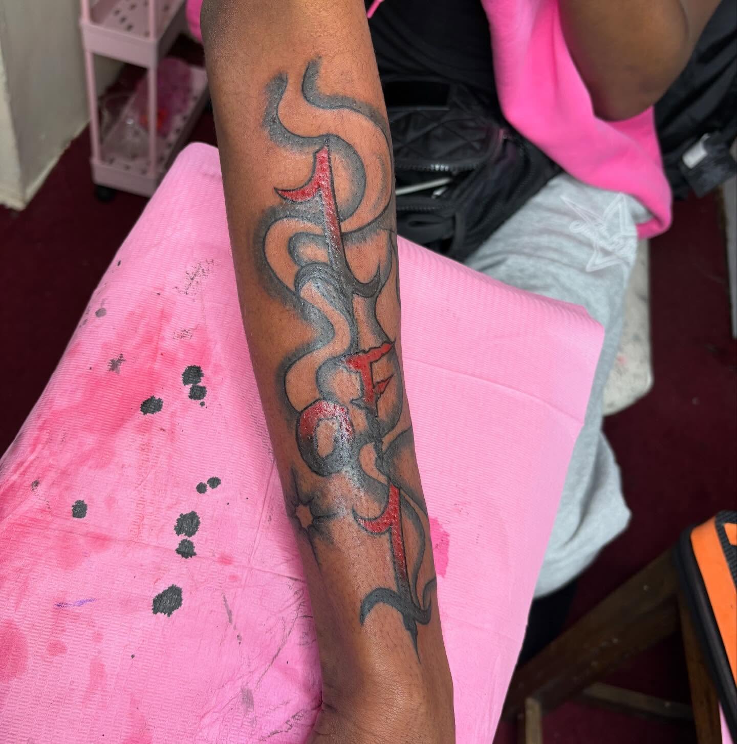Flame tribal tattoo on the forearm by Barbinks Studio🎀