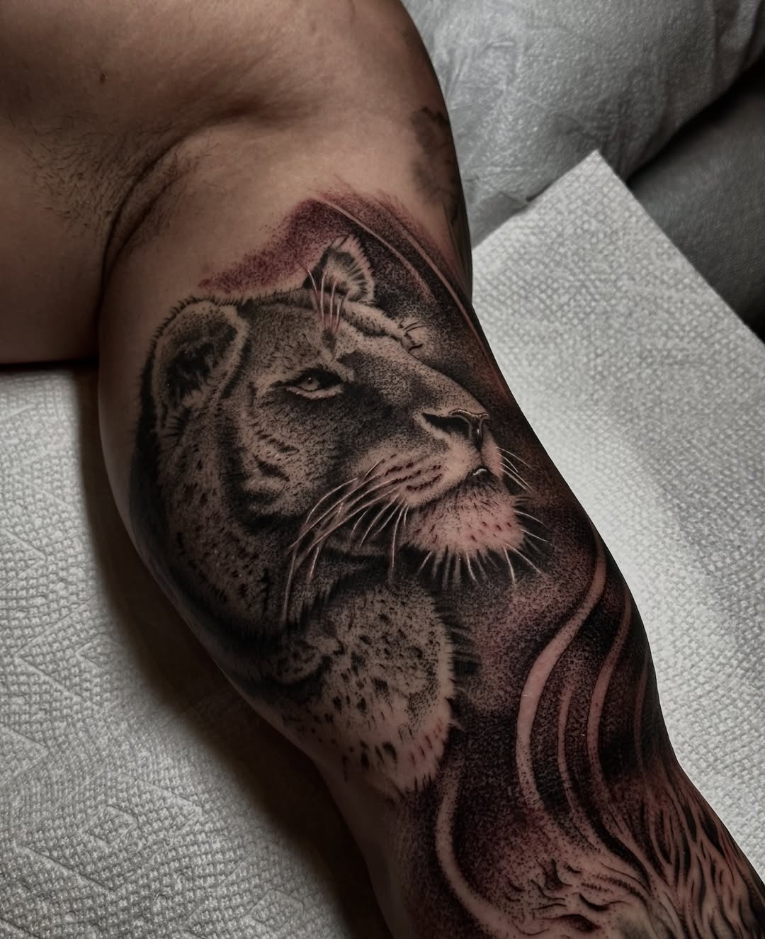 Tattoo by @matthewthomastattoo — realism, black_and_grey