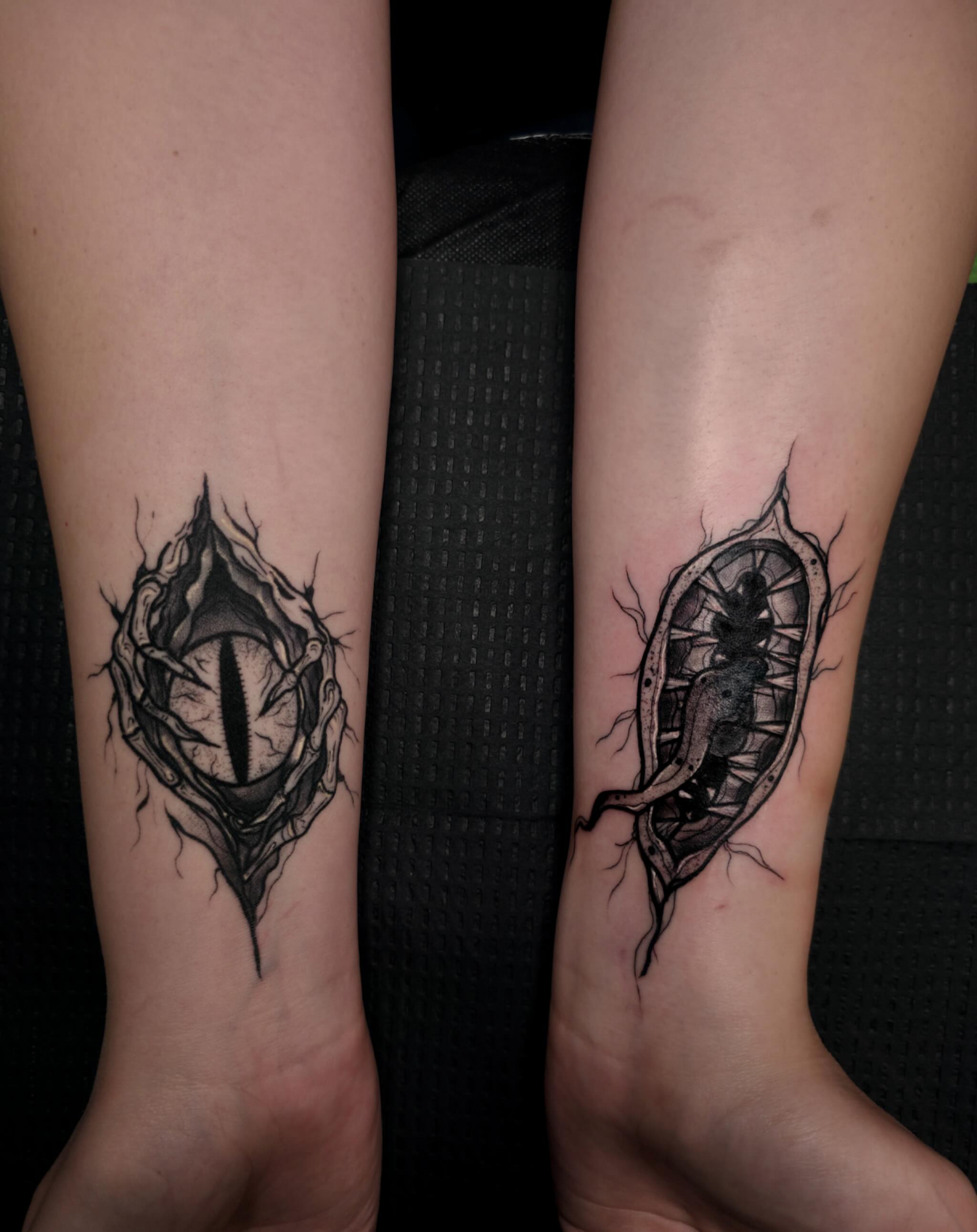 Tattoo by @emogirltattoo — dark_realism, black_and_grey