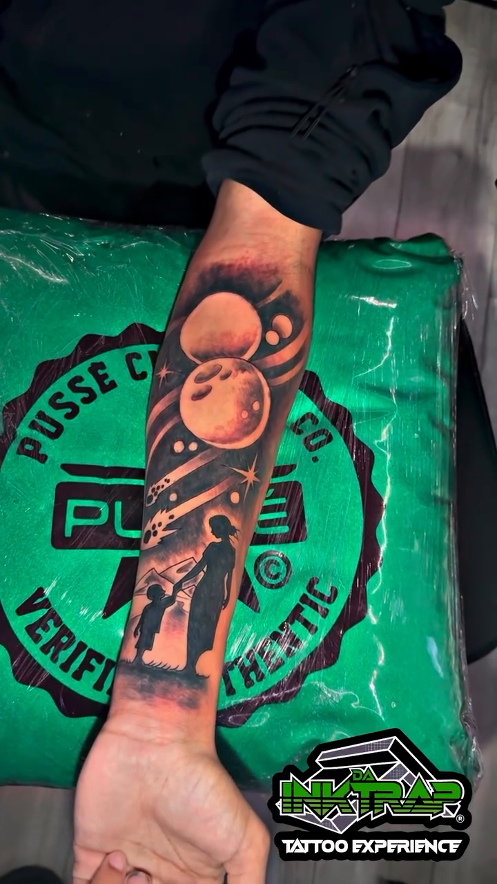 Astronaut and planets realism tattoo by Atlanta Tattoo Artist βπ½
