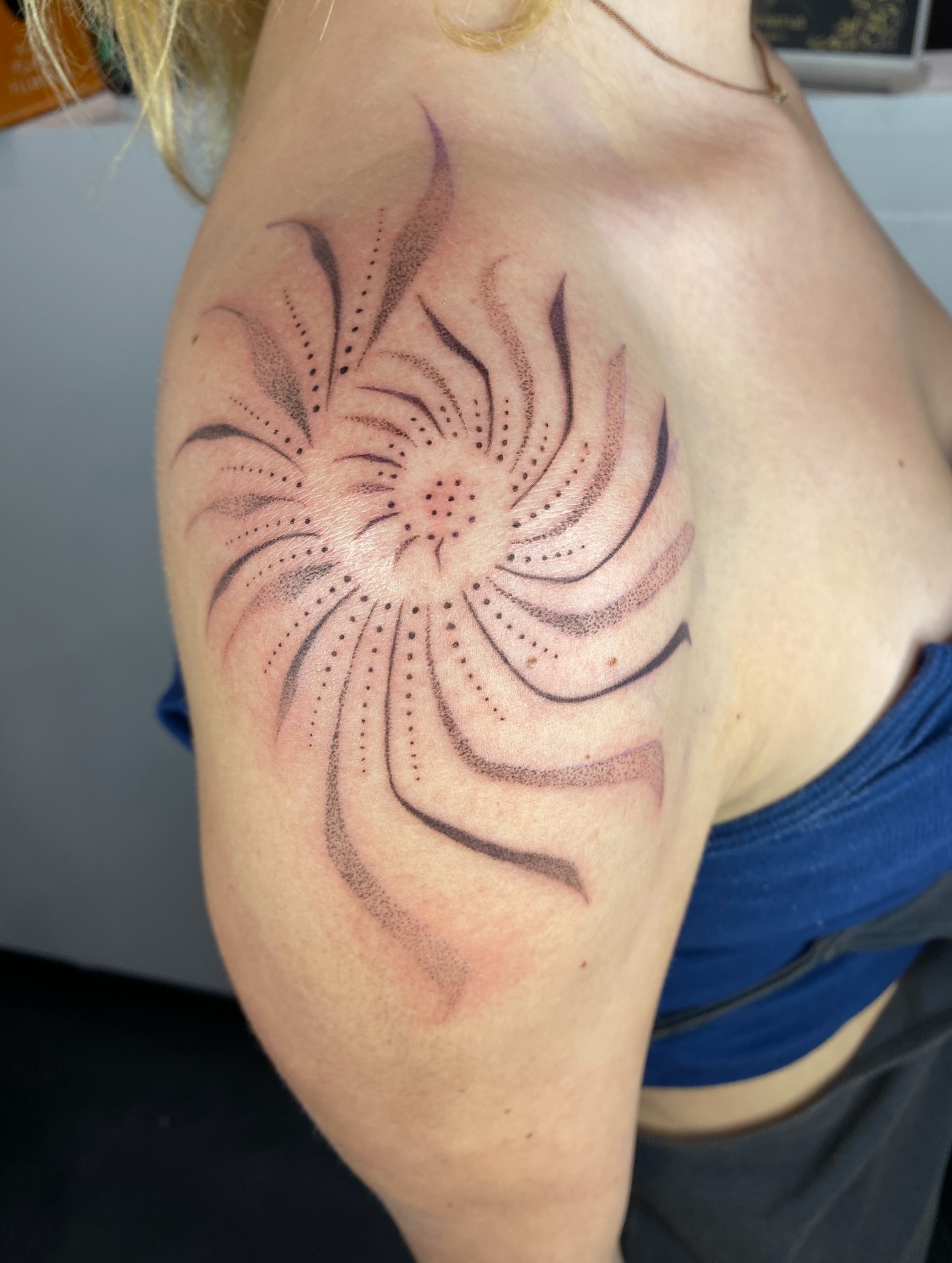 Tattoo by @krookedtattoos — dotwork