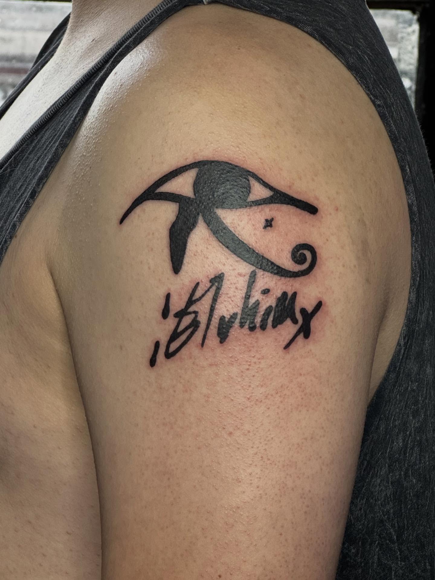 Eye of horus black and grey tattoo on the shoulder by 🌛 𐌀𐌋𐌄𐋄𐌉𐌔 🌜