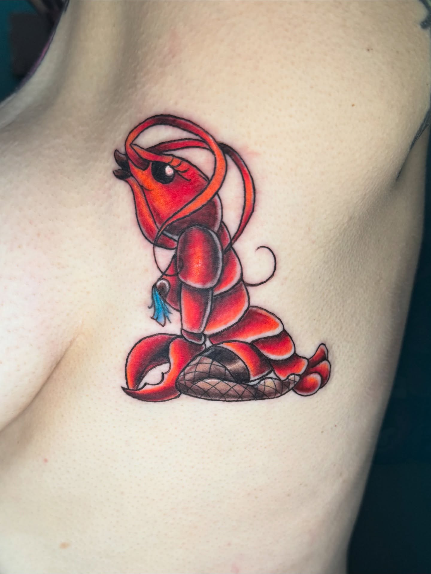 Serpent American traditional tattoo on the chest by Breanna B