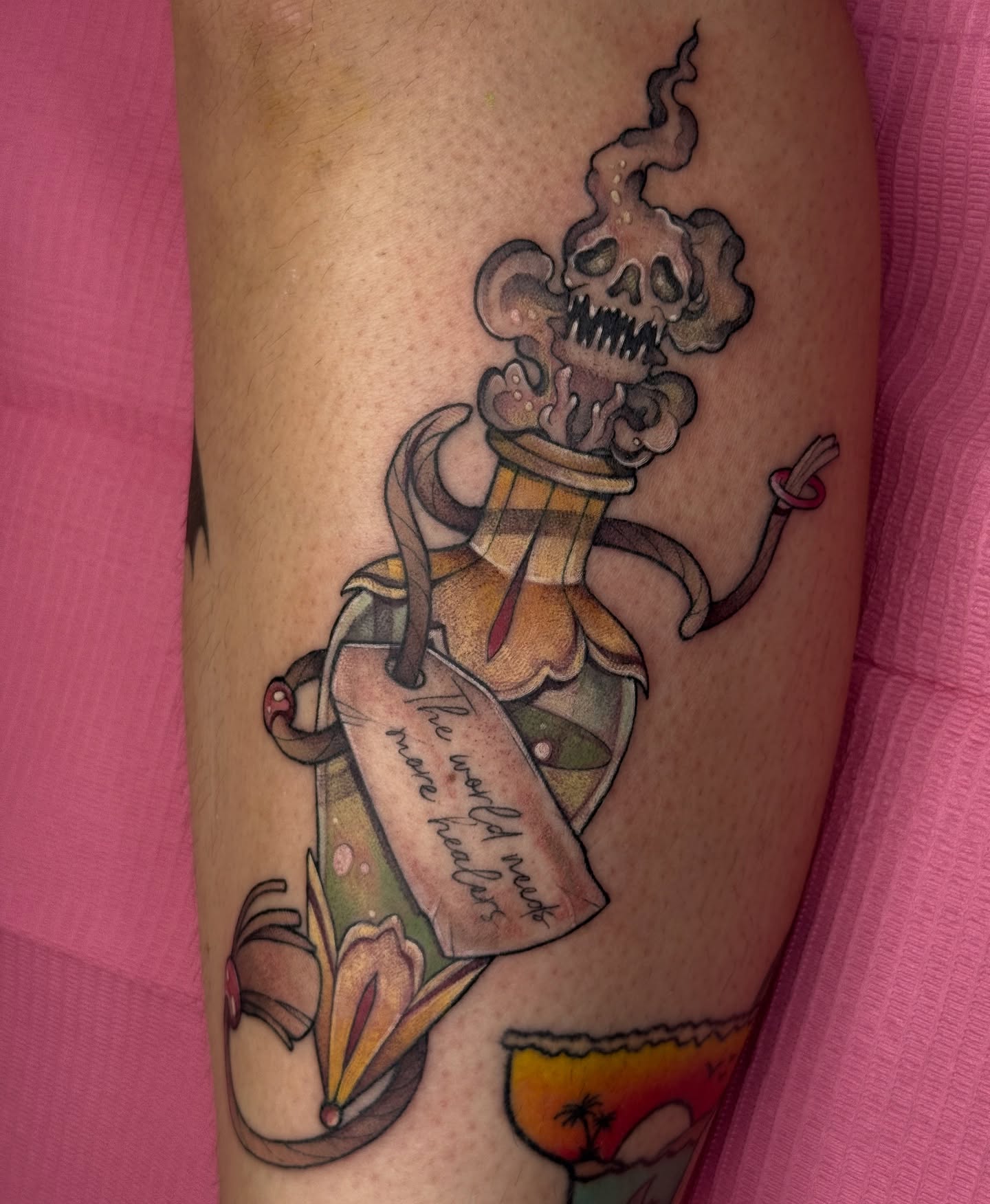 Smoking skull American traditional tattoo on the forearm by 𝕂𝕒𝕪𝕝𝕒 𝕄𝕒𝕣𝕚𝕖 𝔹𝕝𝕚𝕤𝕤